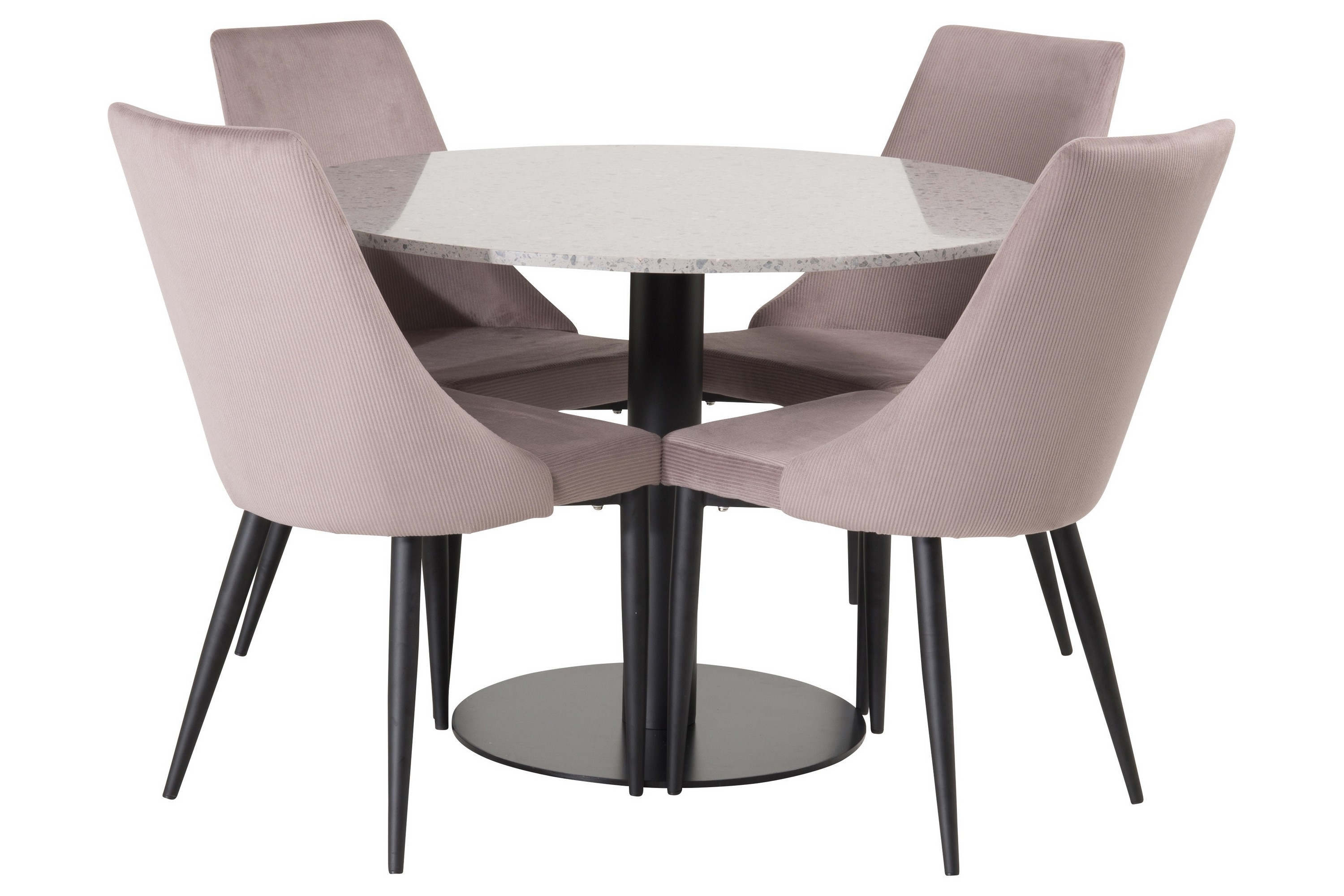 Razzia Matgrupp 106 cm Rund med 4 Leone stolar Svart