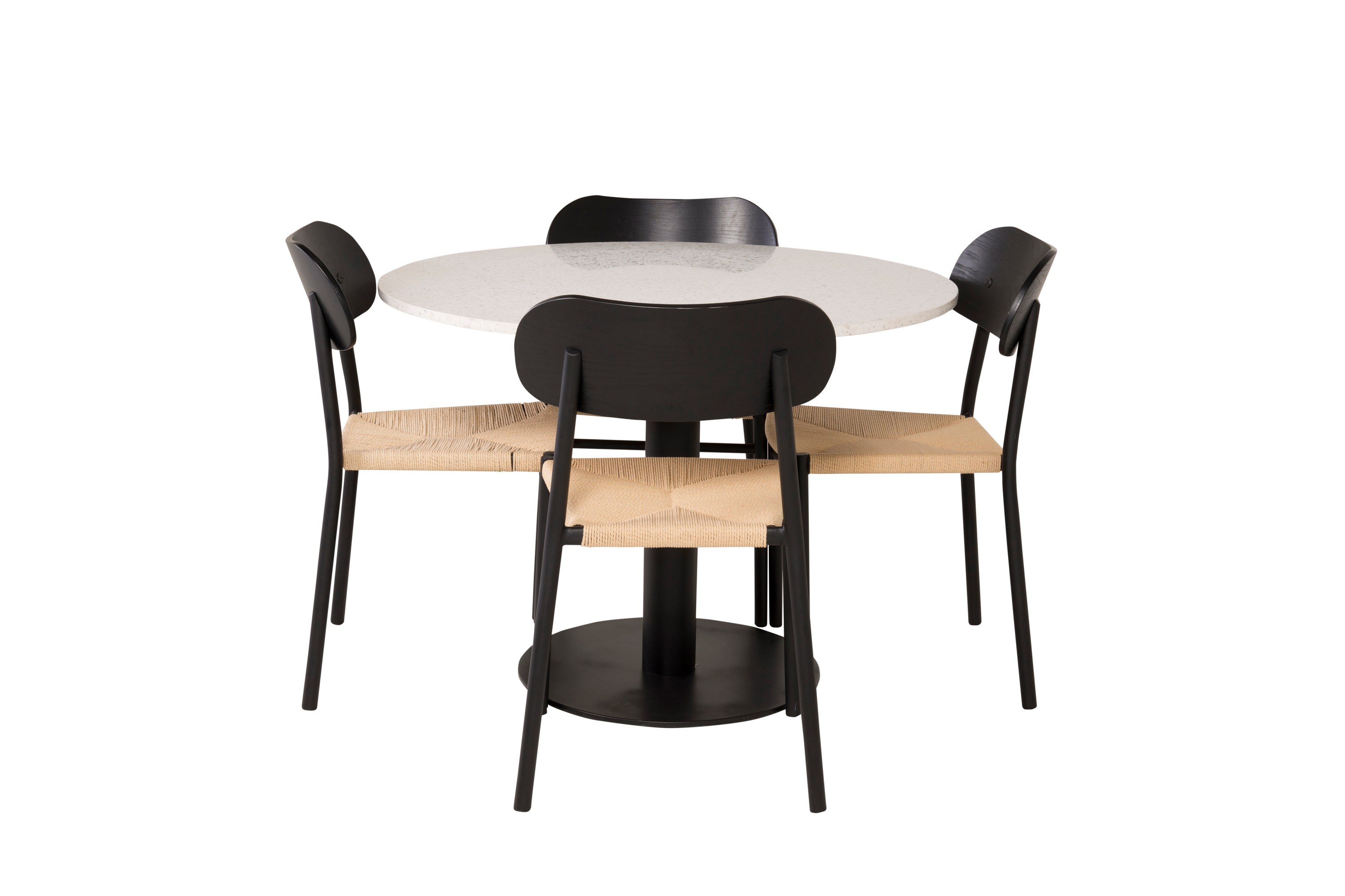 Razzia Matgrupp 106 cm Rund med 4 Polly stolar Svart