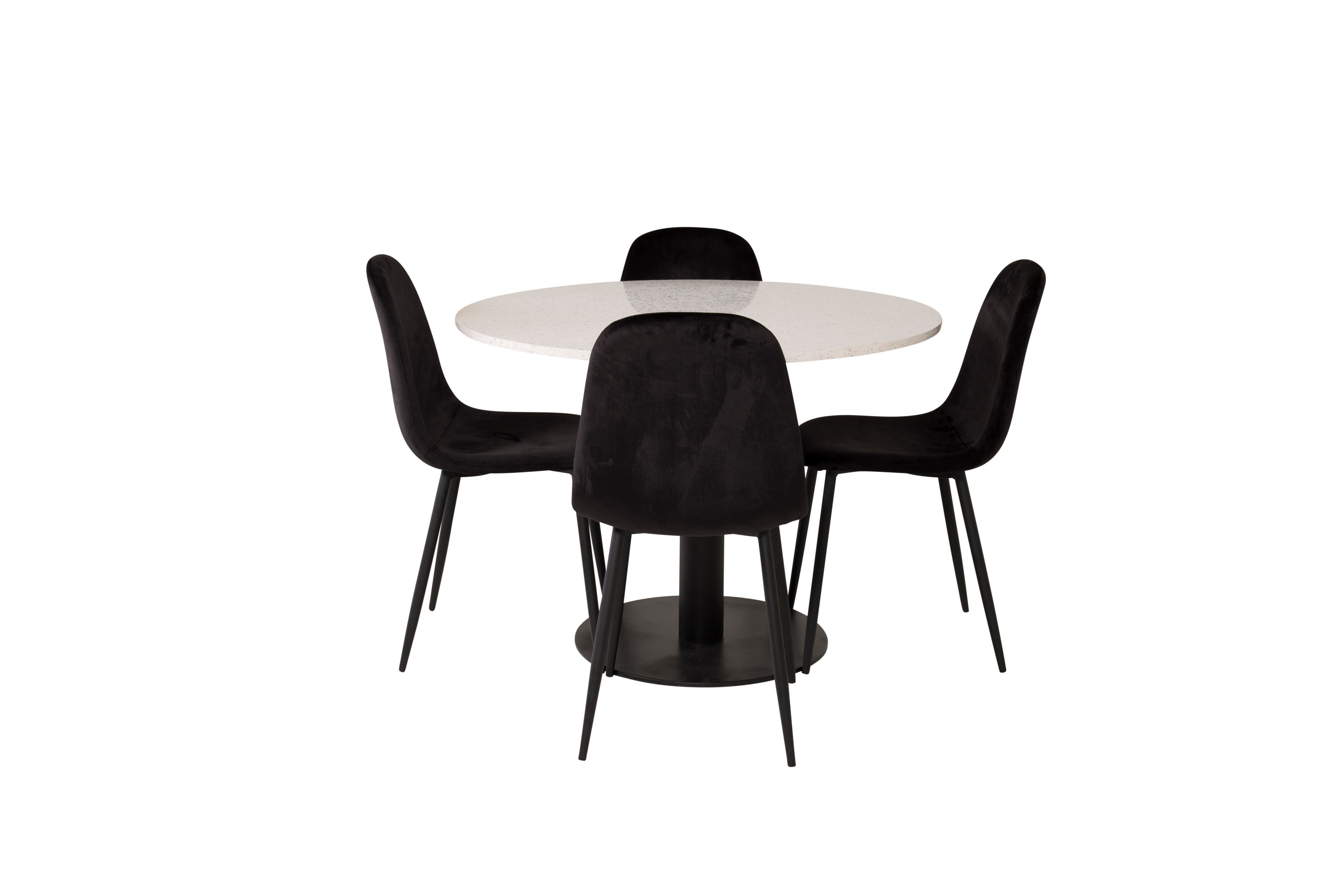 razzia matgrupp 106 cm rund med 4 polar stolar - svart