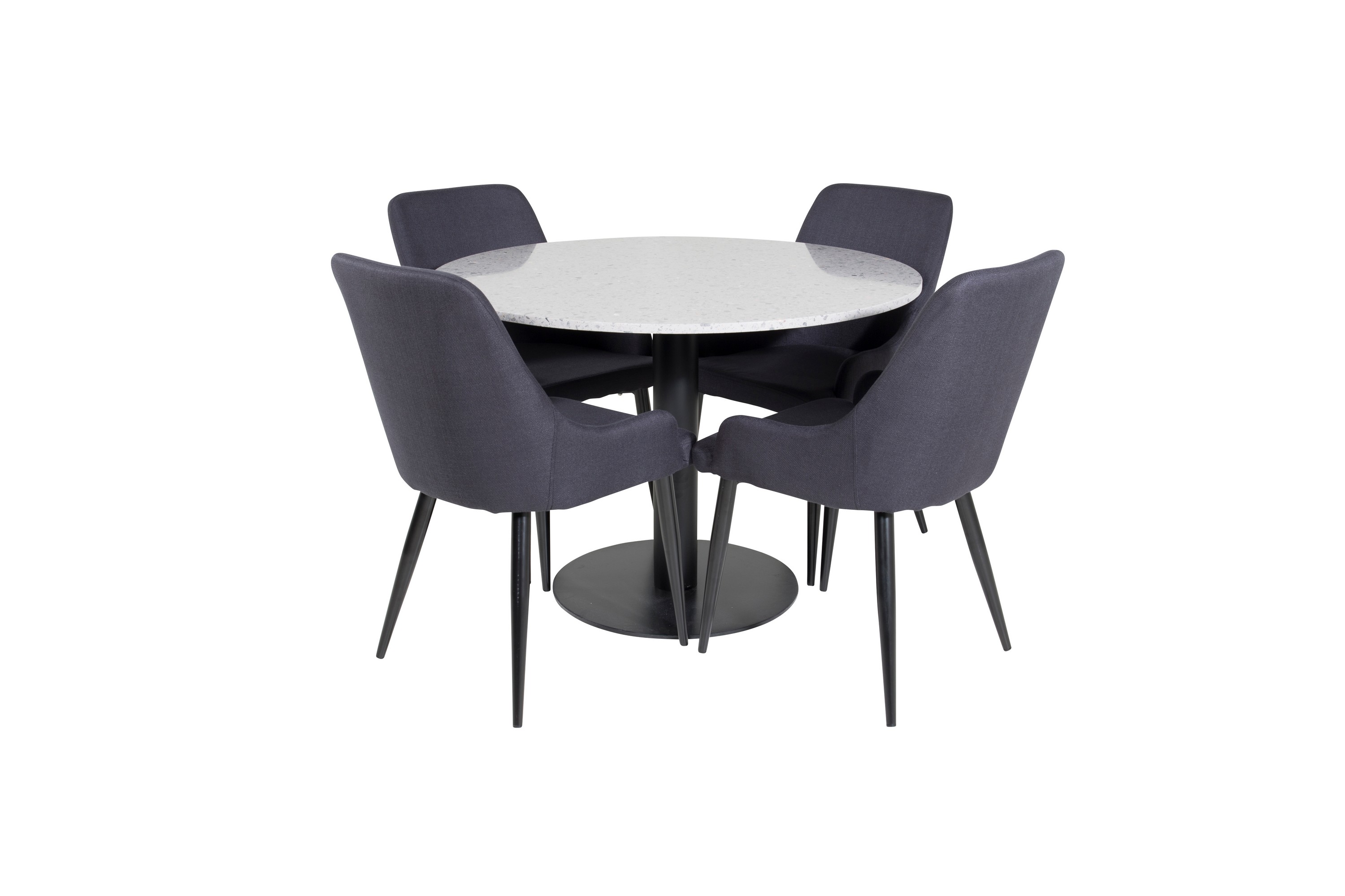 Razzia Matgrupp 106 cm Rund med 4 Plaza stolar Svart