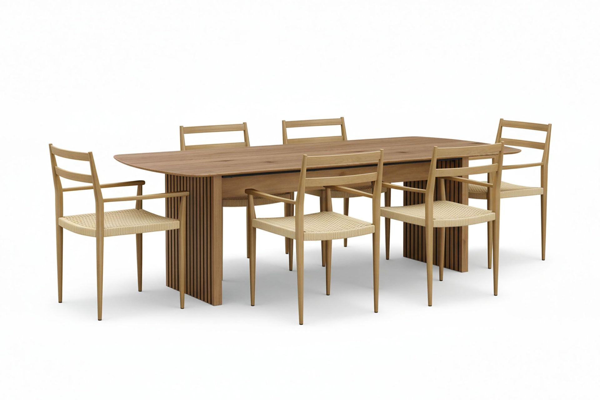 richeto matbord 210 cm med 6 st jamna karmstolar - brun