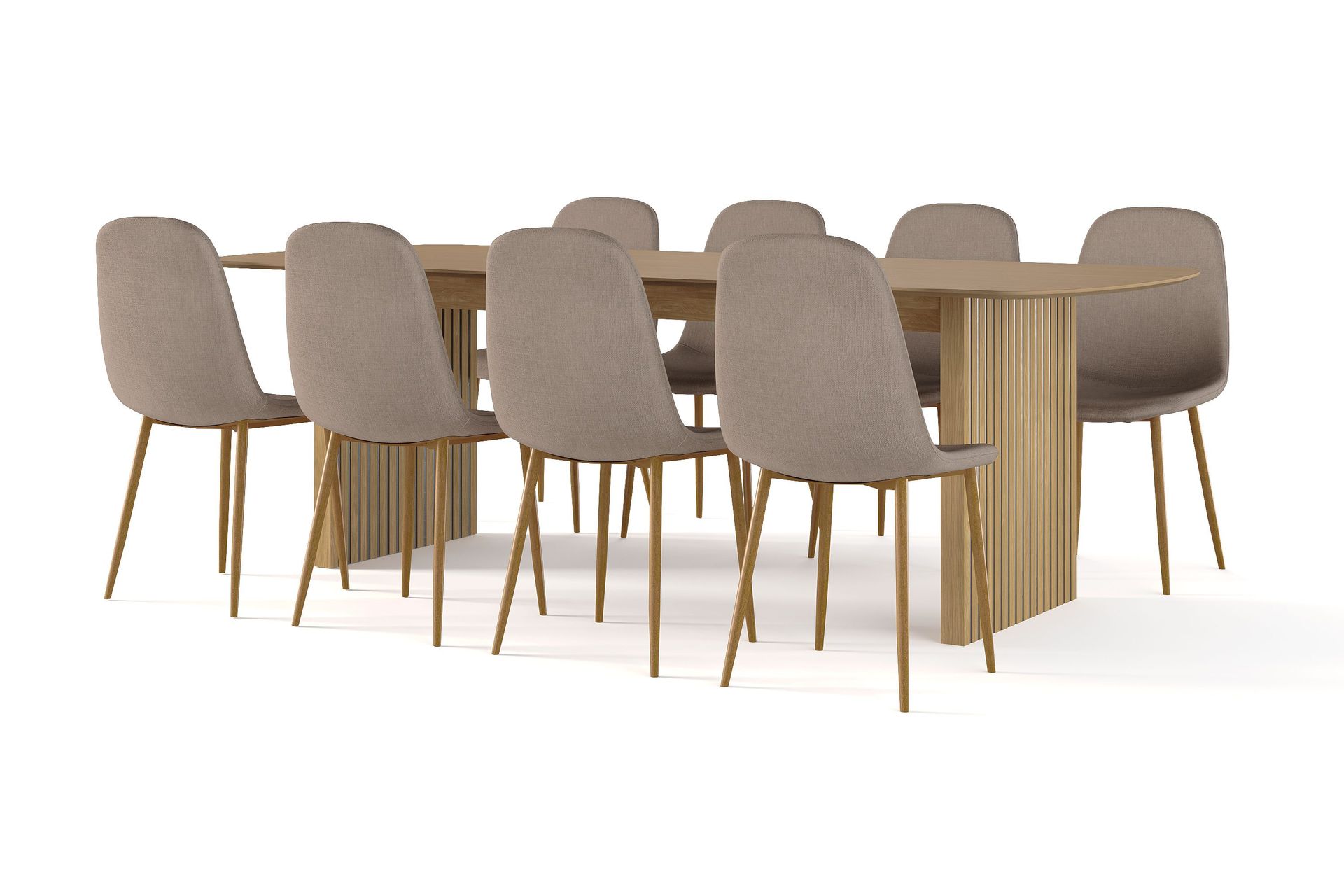 Richeto Matbord 240 cm ek +  8 st Nibe stol brun med ek ben - Ek