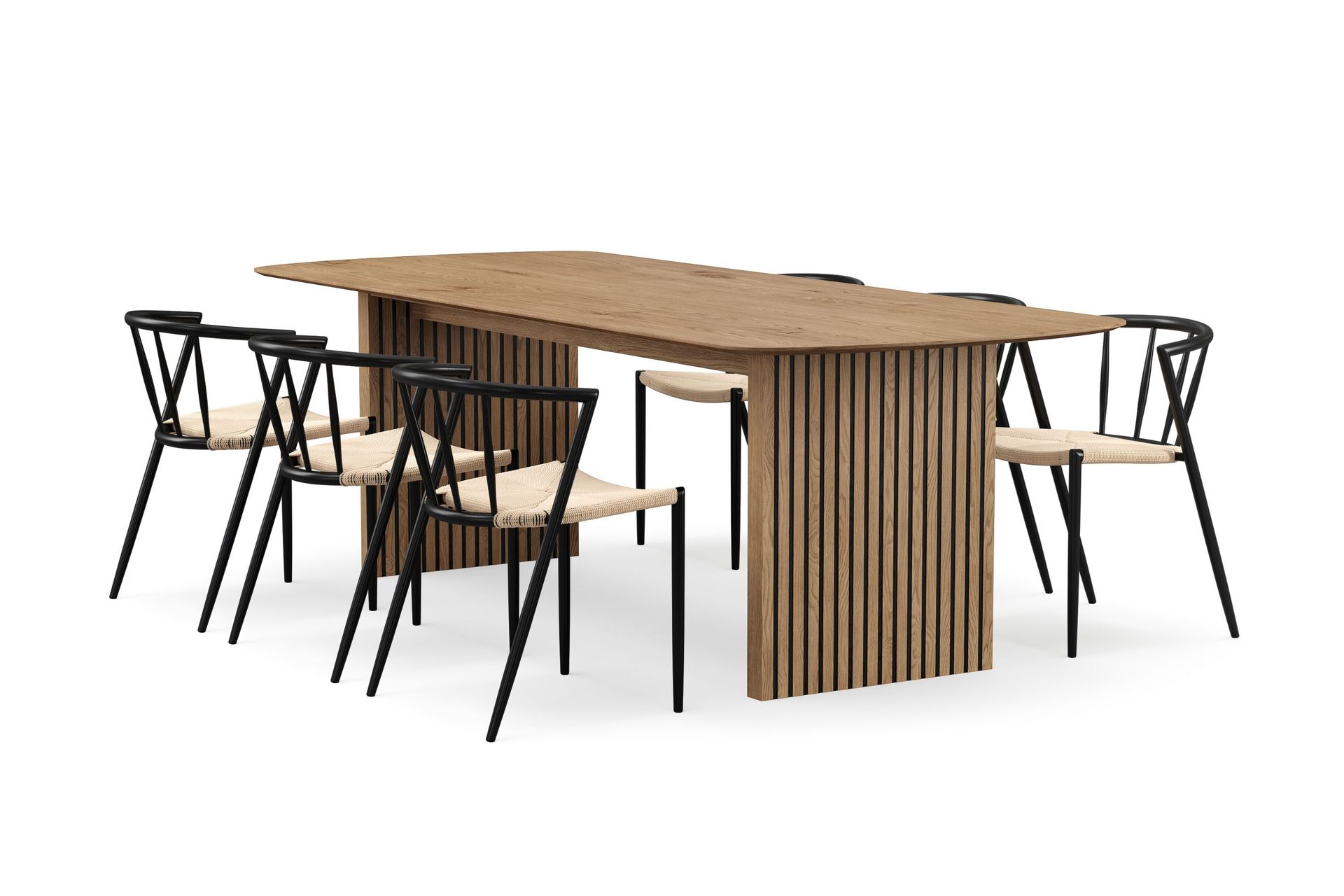 Richeto Matbord 240 cm med 6 Winston Matstolar - Ek