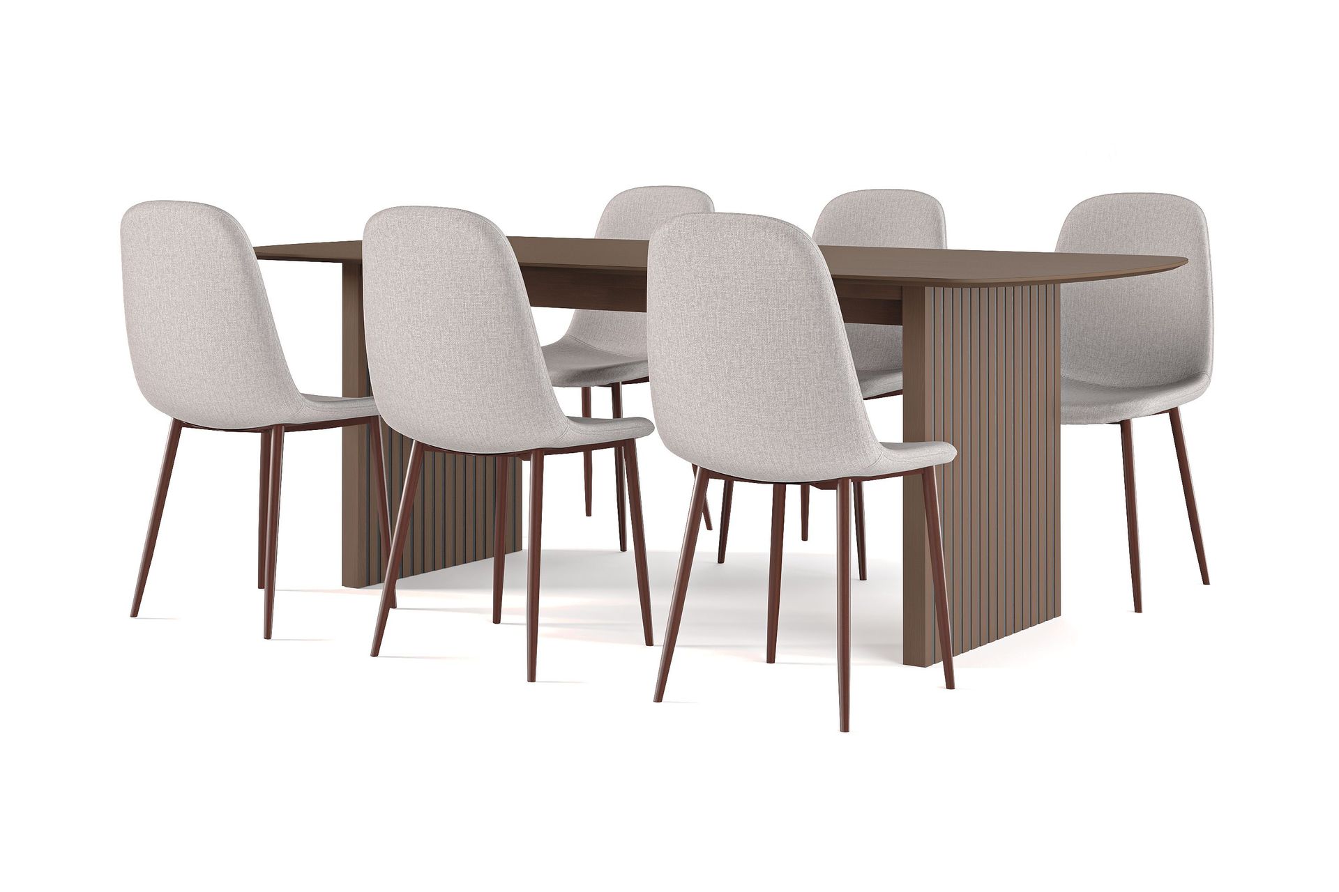 Richeto Matbord Rökt Ek 210 cm valnöt +  6 st Nibe stol beige med valnöt ben - Brun/Beige