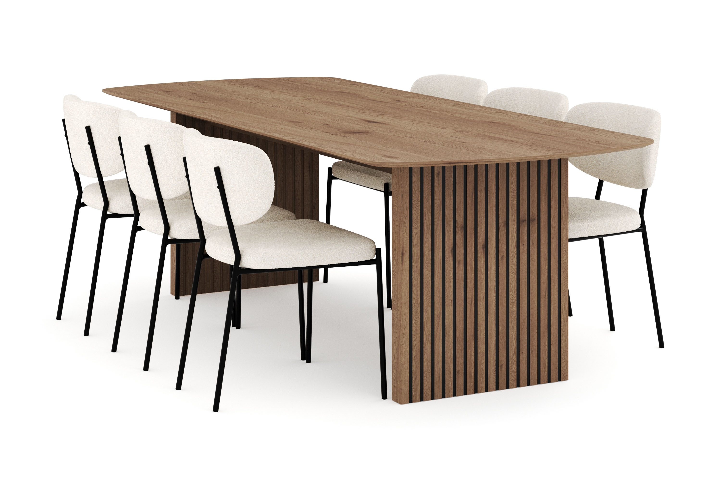 Richeto Matgrupp 240 cm med 6 Gemmiano Matstolar Naturlig finish