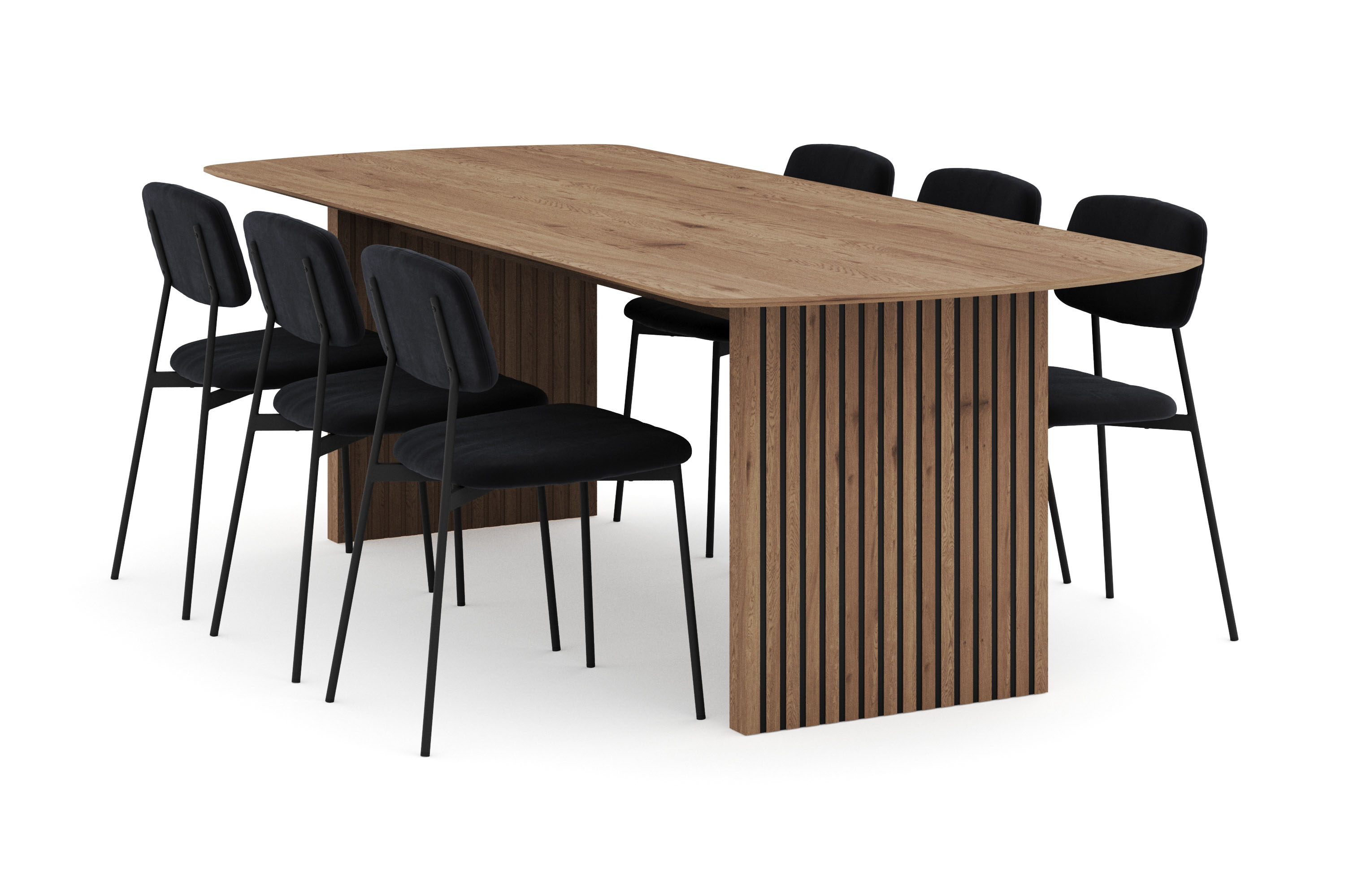 Richeto Matgrupp 240 cm med 6 Lowe Matstolar Naturlig finish