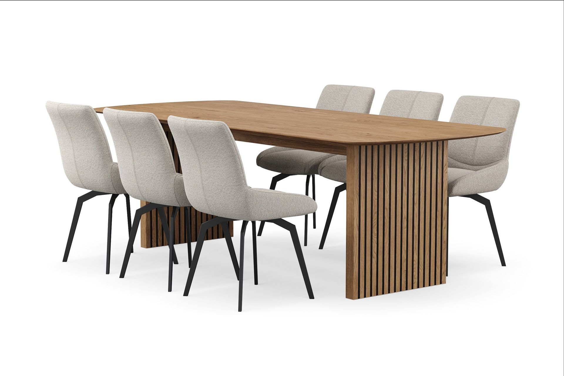 Richeto Matgrupp 240 cm med 6 Mora Snurrstolar - Ek