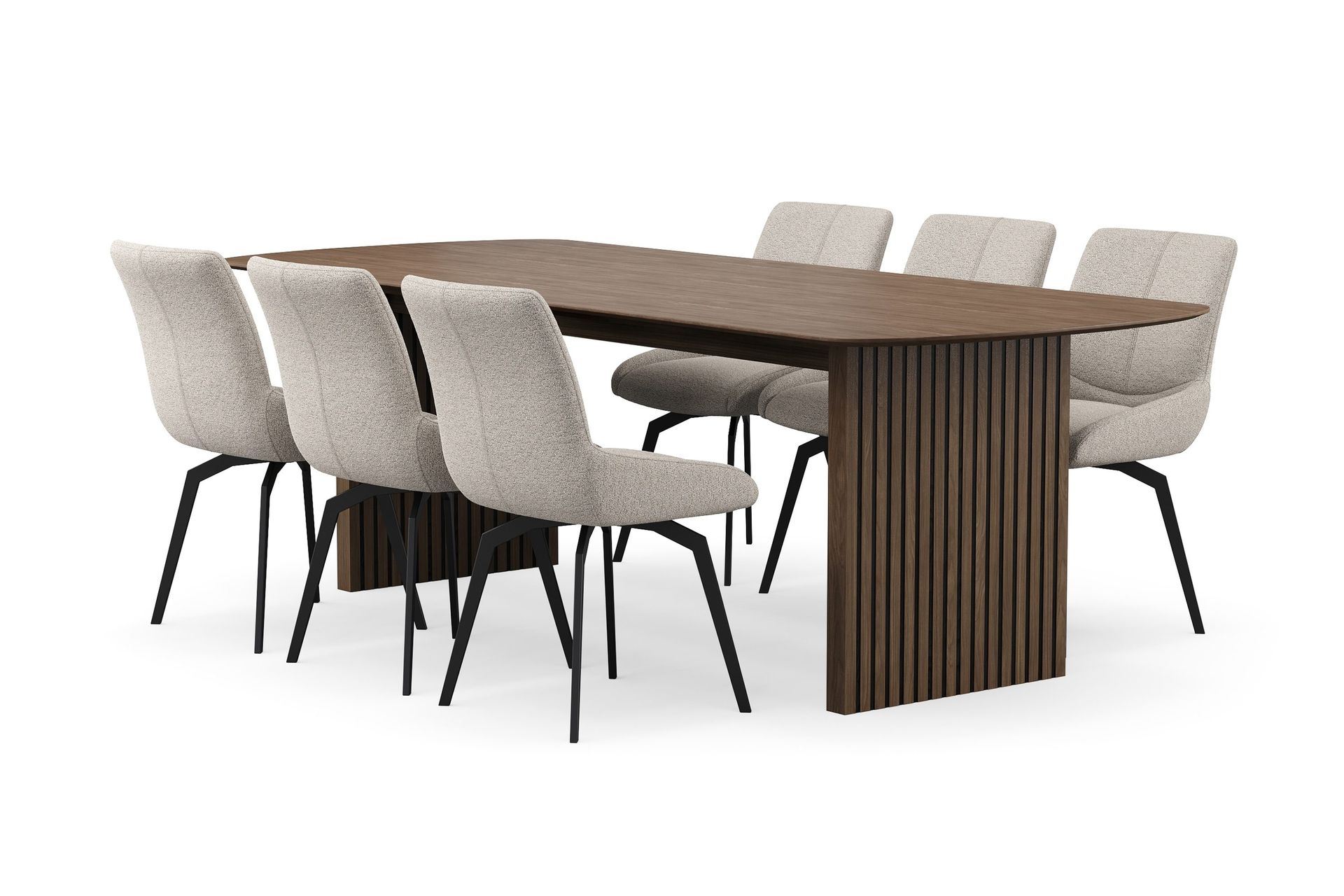 Richeto Matgrupp 240 cm med 6 Mora Snurrstolar - Rökt ek