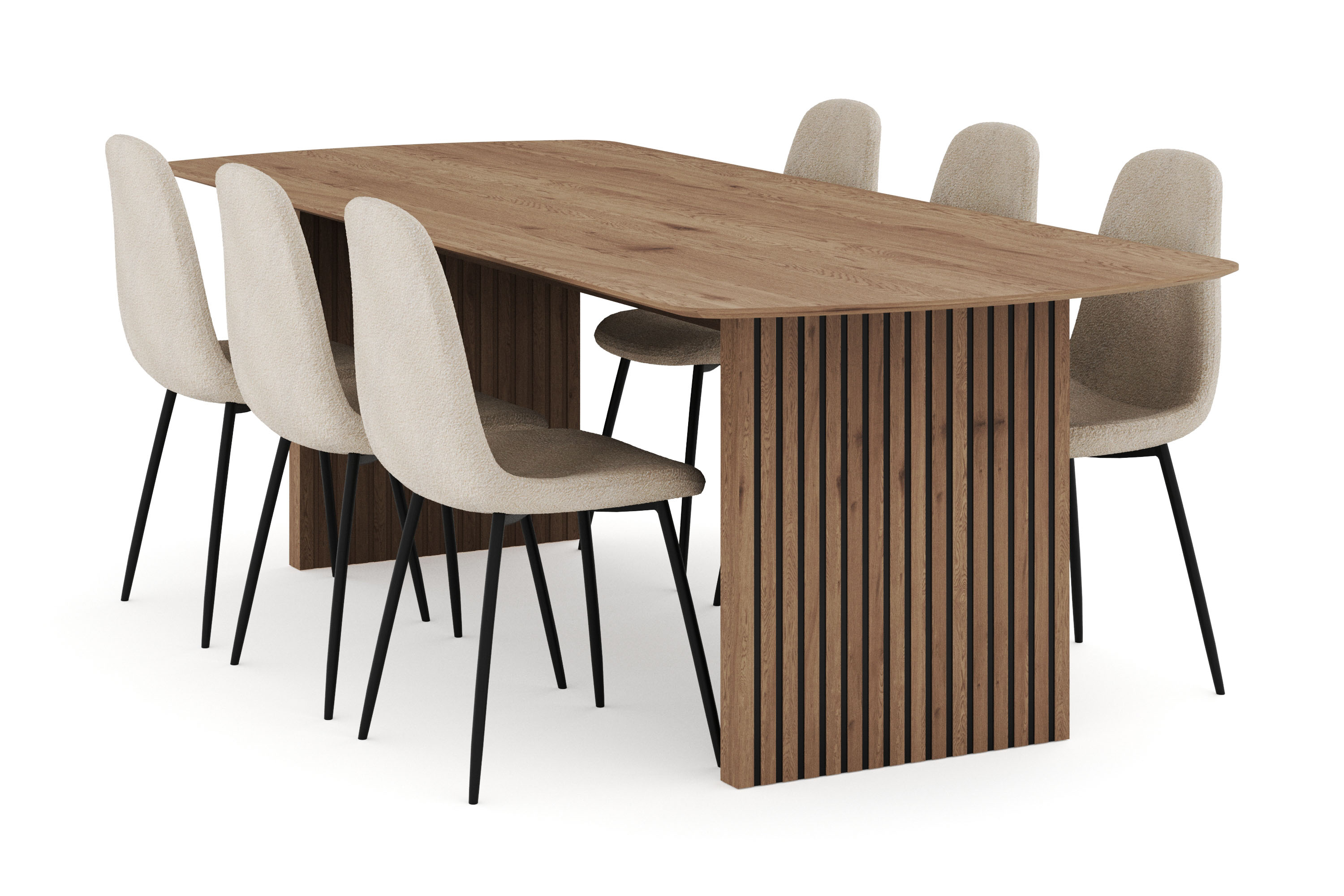 Richeto Matgrupp 240 cm med 6 Polar Matstolar Naturlig finish