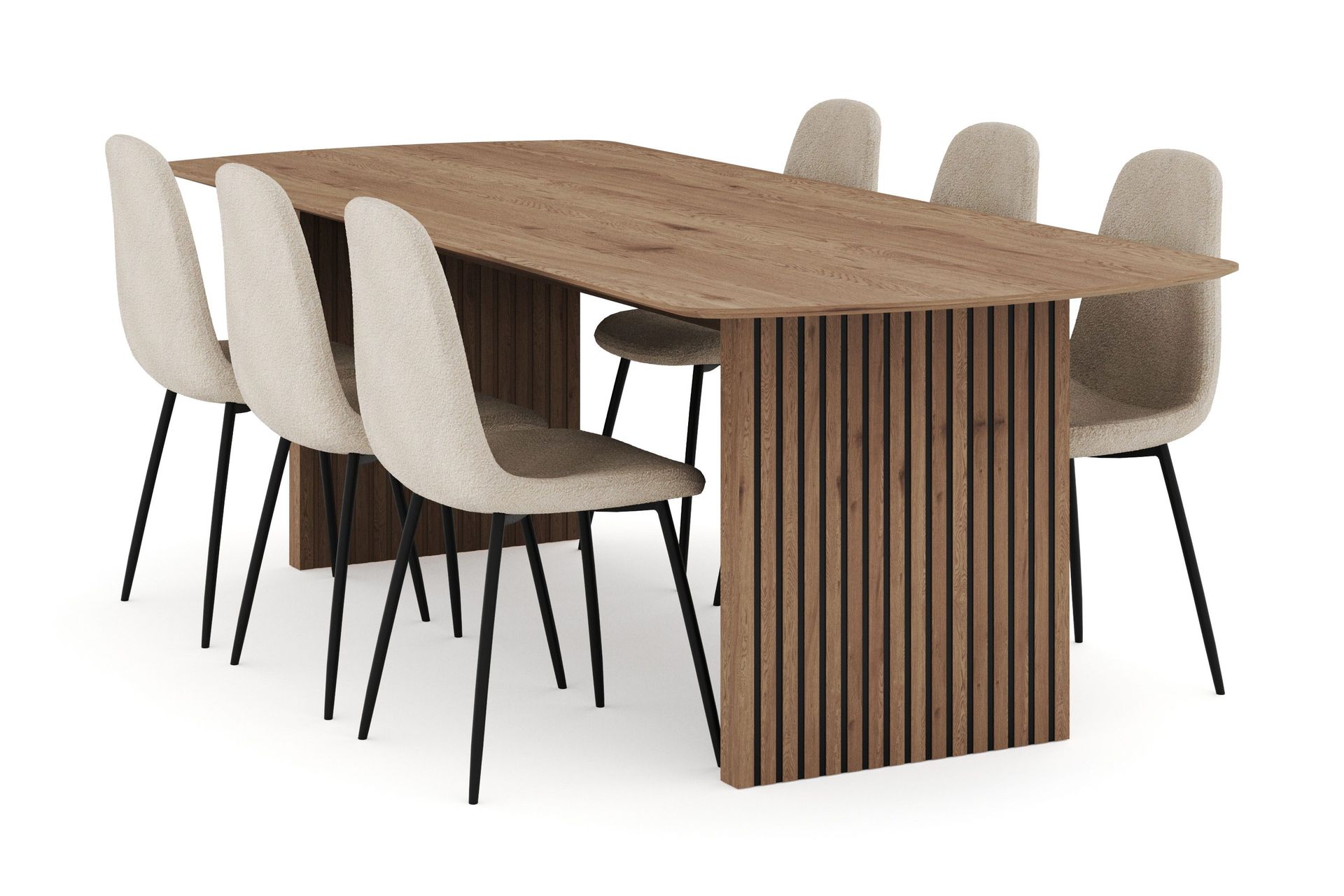 Richeto Matgrupp 240 cm med 6 Polar Matstolar - Naturlig finish