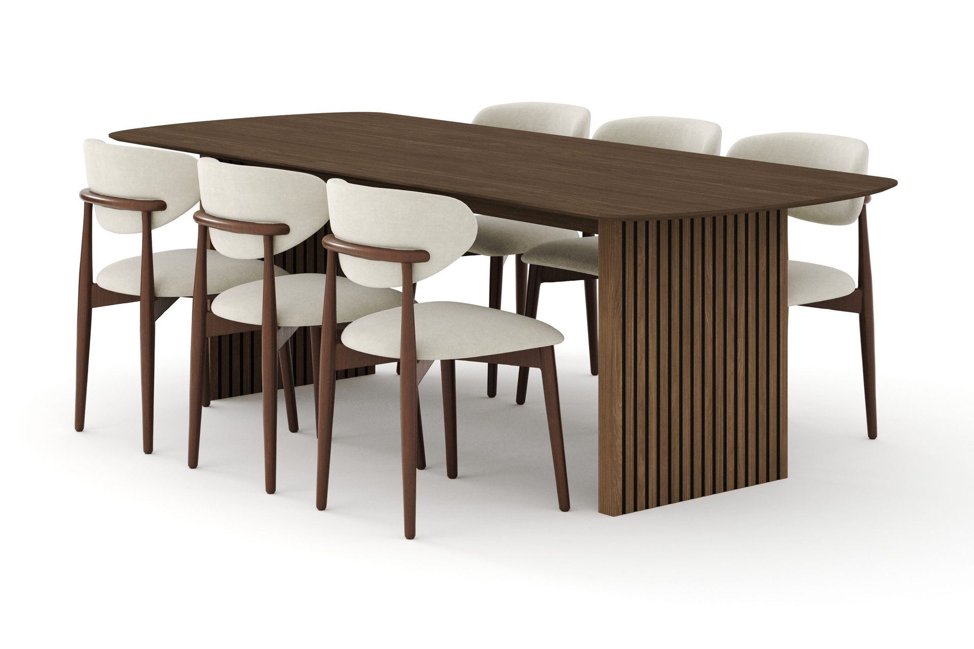 Richeto Matgrupp 240 cm R&ouml;kt ek med 6 Molly Matstolar - R&ouml;kt ek/Beige
