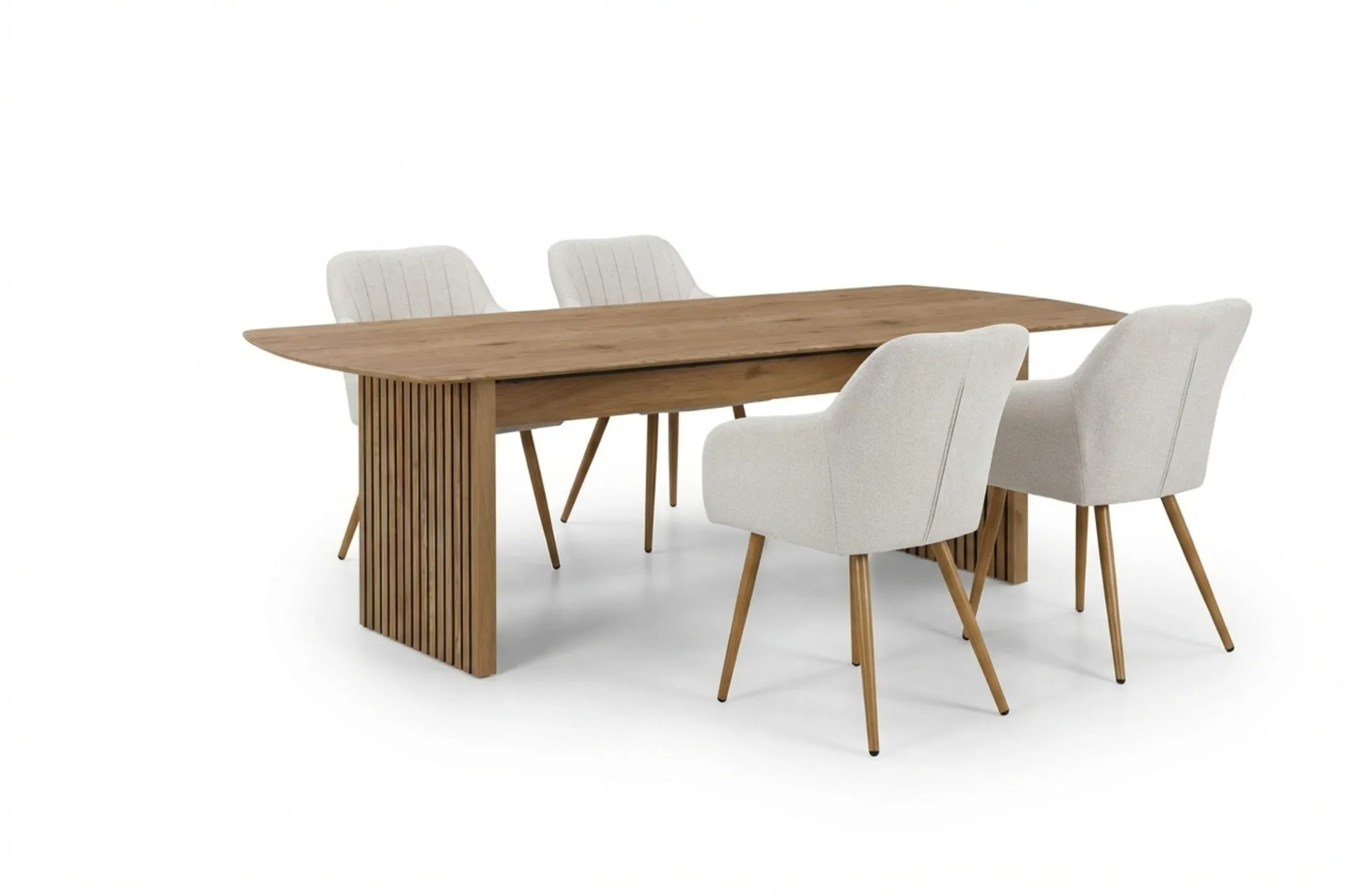 Richeto Matgrupp Ek 180 cm med 6 Filippa Matstolar - Ek/Vit