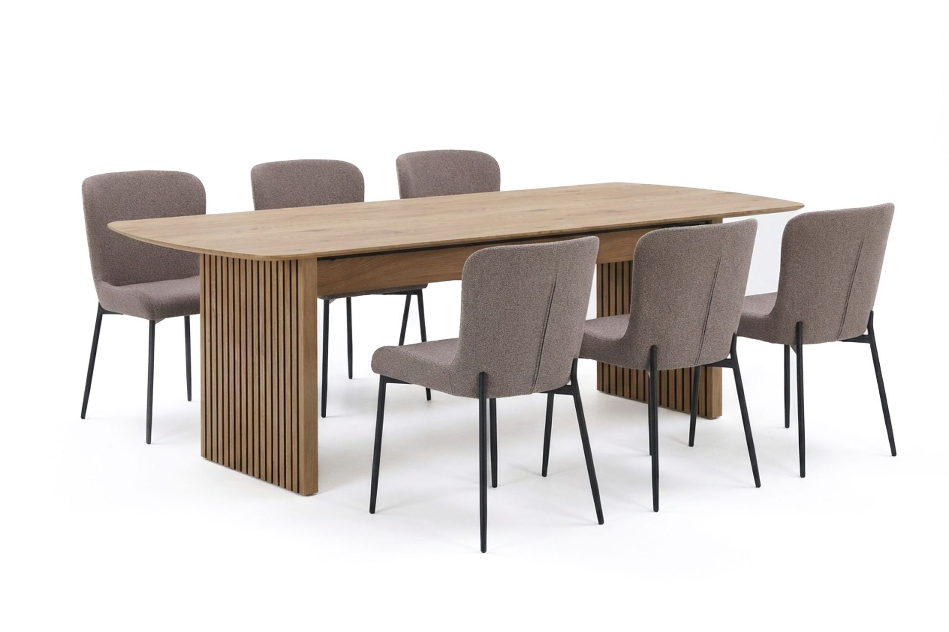 Richeto Matgrupp Ek 210 cm med 6 Elsie Matstolar - Ek/Gr&aring;