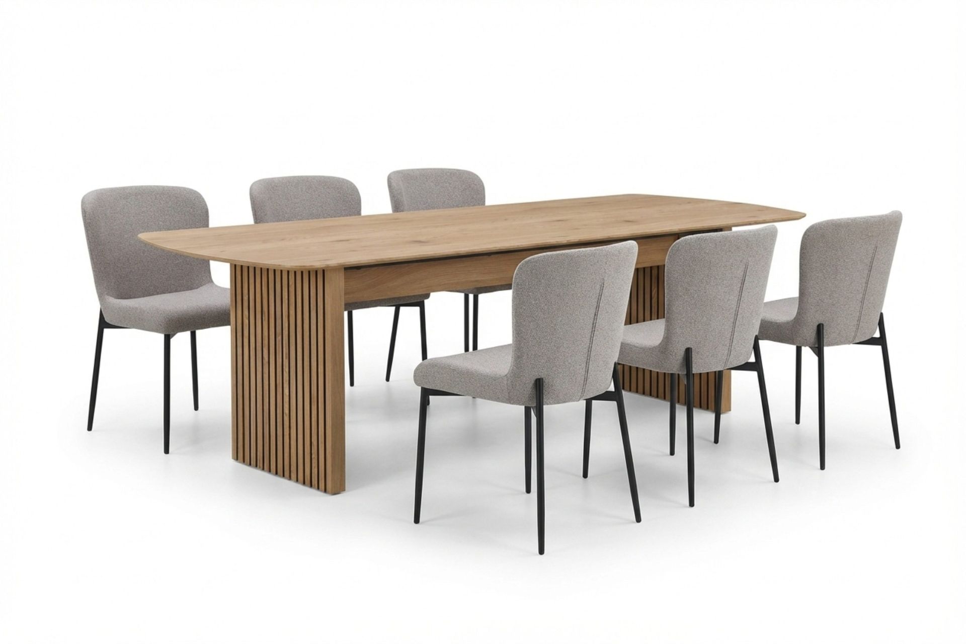 Richeto Matgrupp Ek 210 cm med 6 Elsie Matstolar - Ek/Ljusgr&aring;