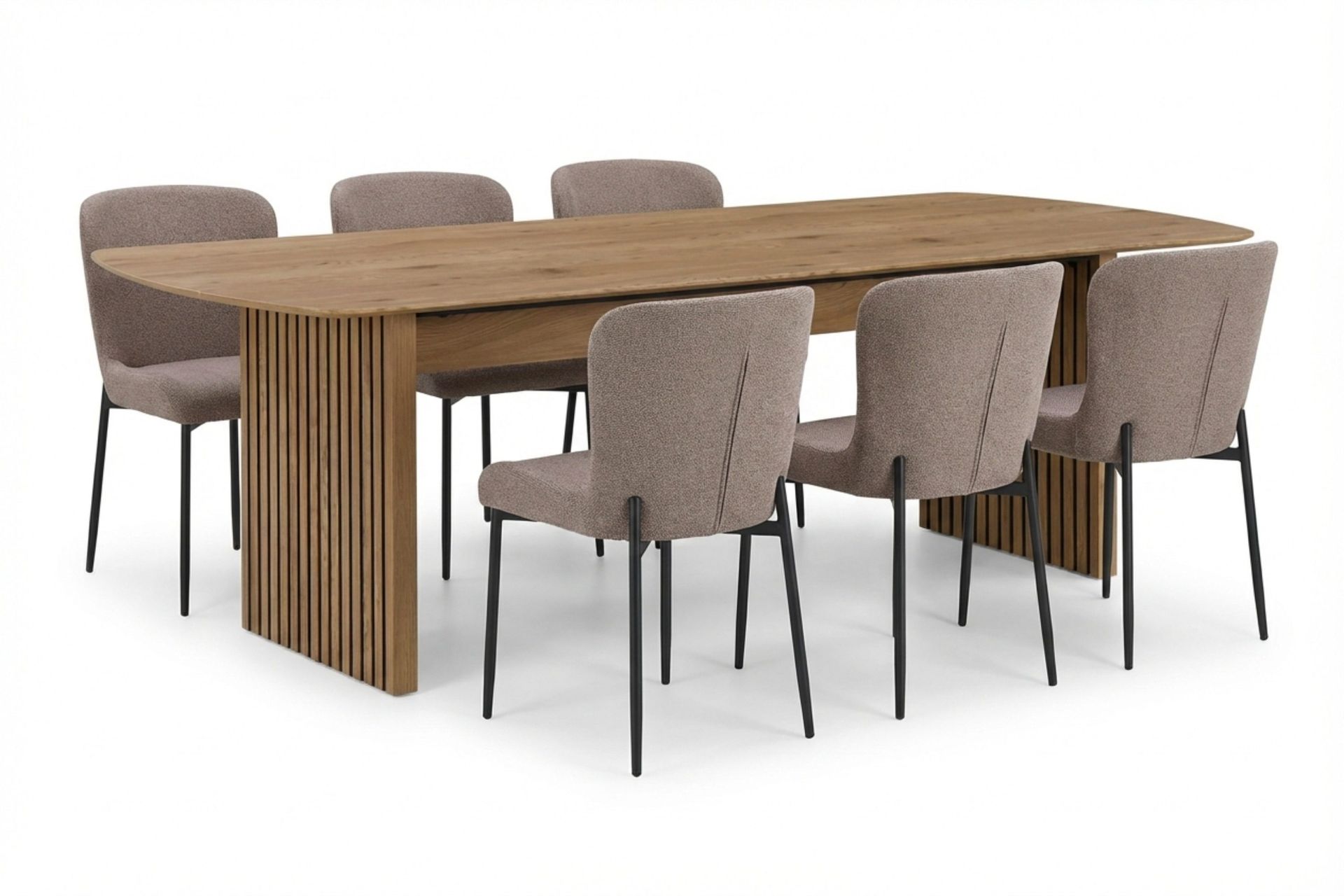 Richeto Matgrupp Ek 240 cm med 6 Elsie Matstolar - Ek/Gr&aring;