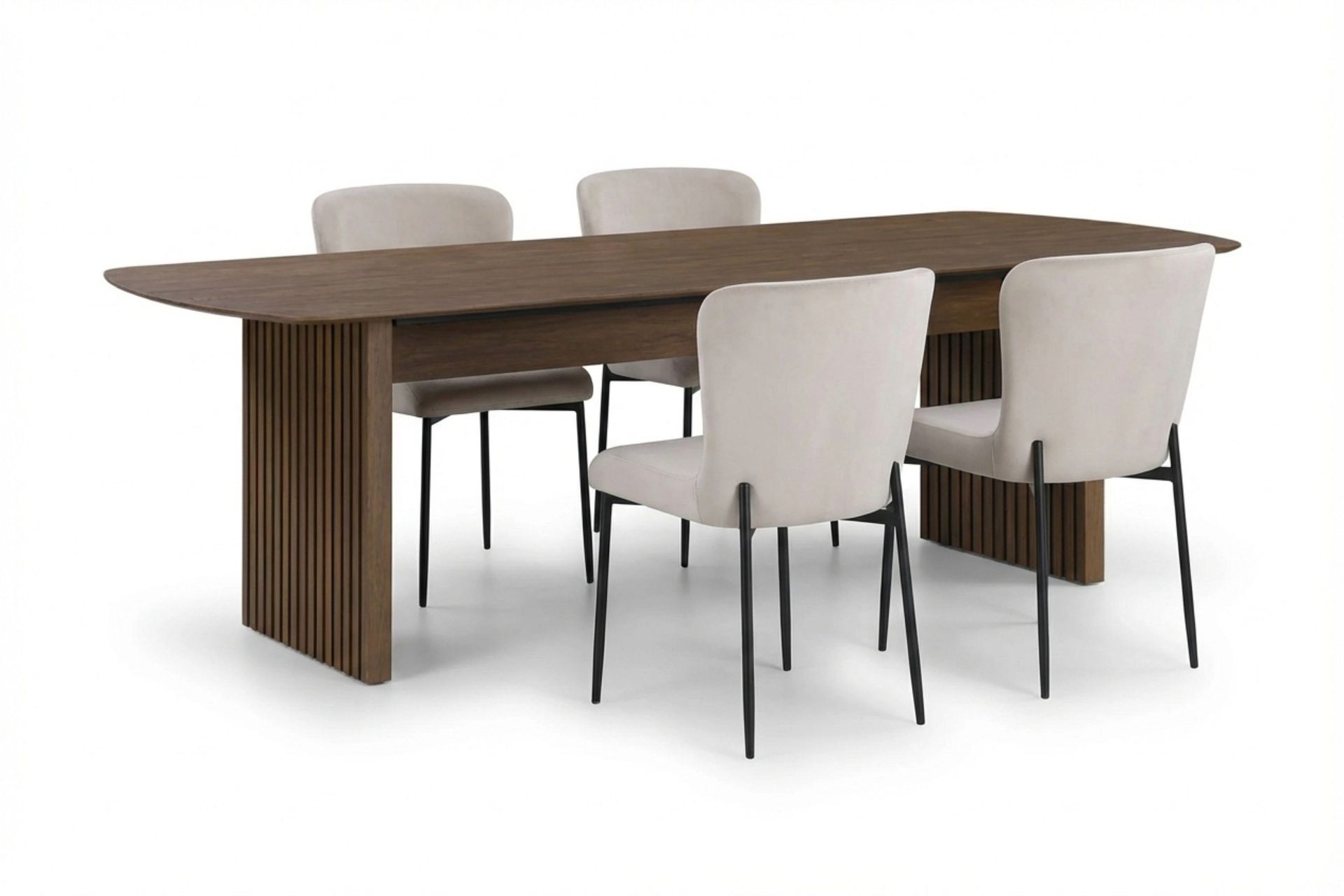 Richeto Matgrupp R&ouml;kt Ek 180 cm med 4 Elsie Matstolar - R&ouml;kt ek/Beige