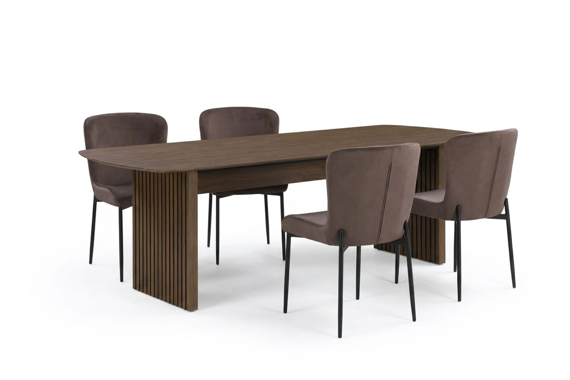 Richeto Matgrupp R&ouml;kt Ek 180 cm med 4 Elsie Matstolar - R&ouml;kt ek/Brun