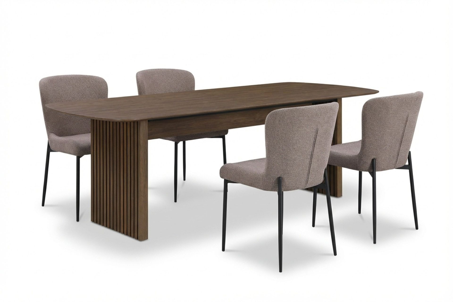 Richeto Matgrupp R&ouml;kt Ek 180 cm med 4 Elsie Matstolar - R&ouml;kt ek/Gr&aring;