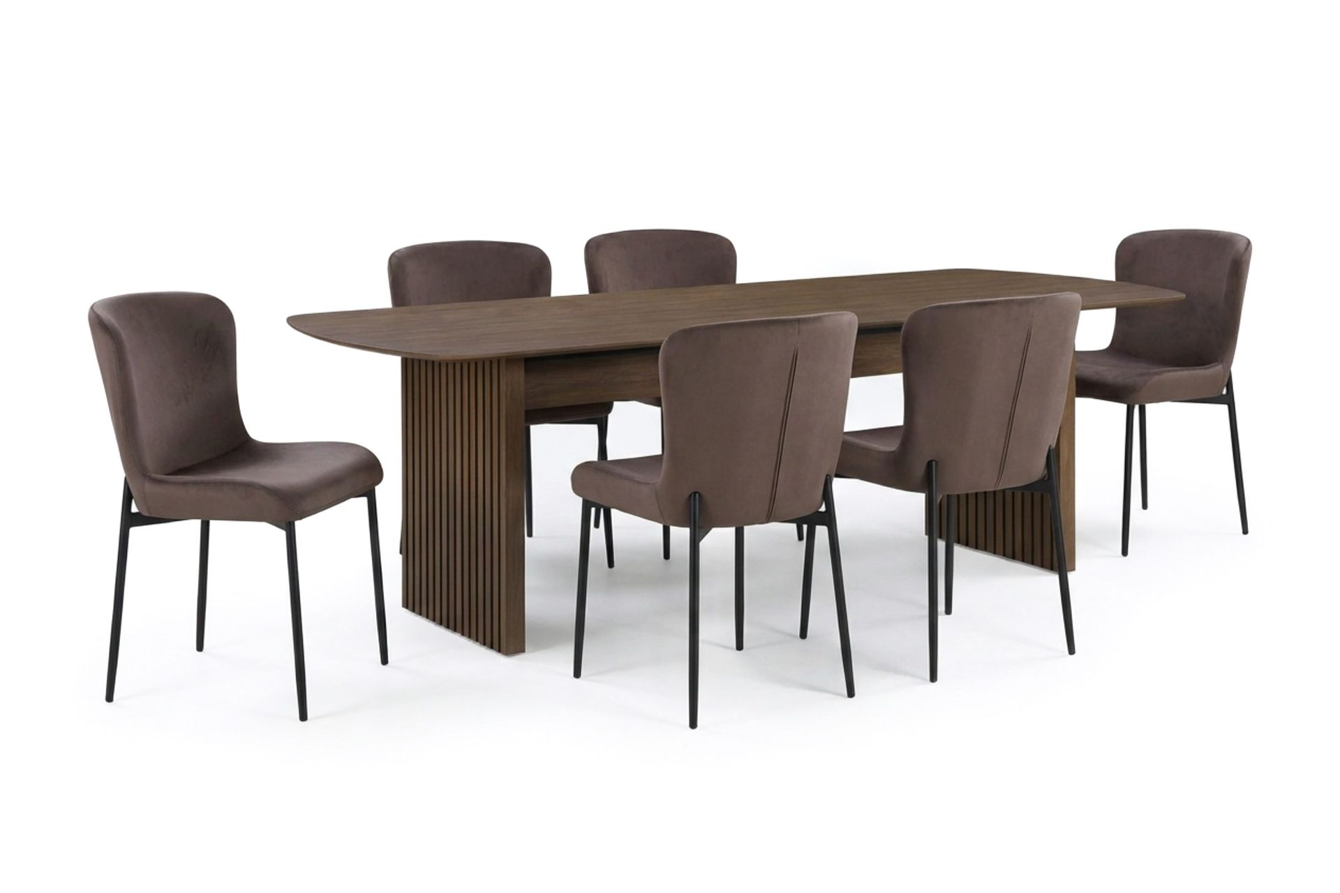 Richeto Matgrupp R&ouml;kt Ek 210 cm med 6 Elsie Matstolar - R&ouml;kt ek/Brun