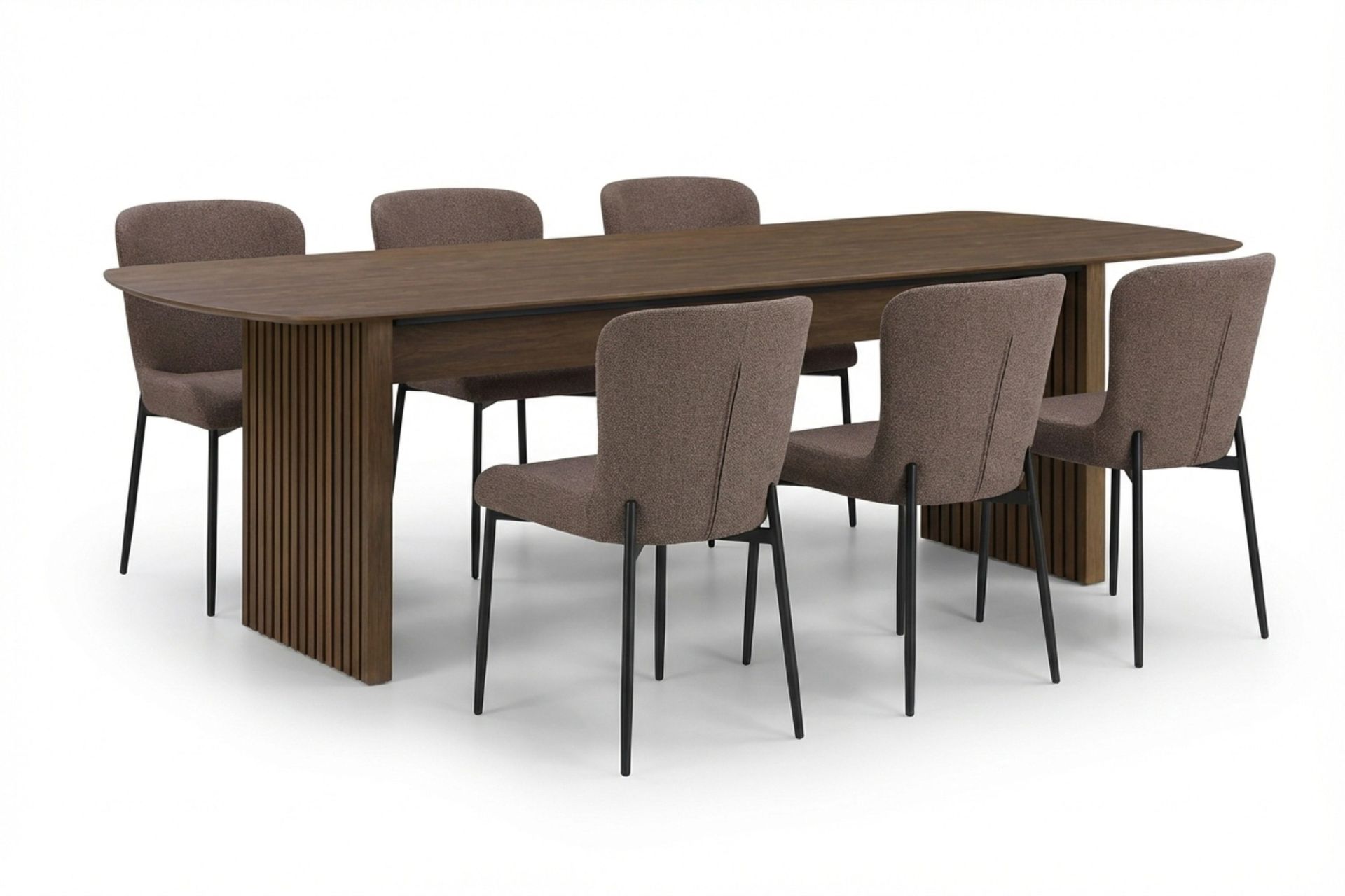 Richeto Matgrupp R&ouml;kt Ek 210 cm med 6 Elsie Matstolar - R&ouml;kt ek/Gr&aring;