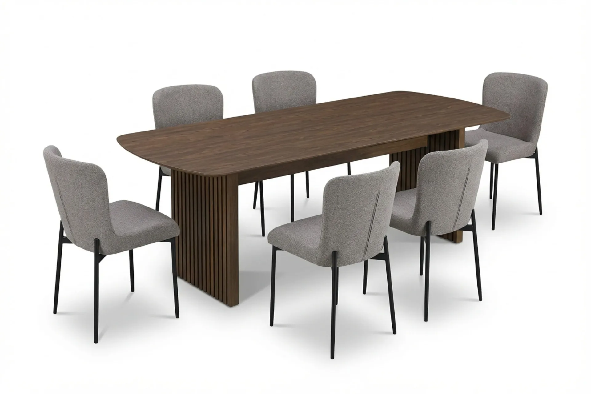 Richeto Matgrupp R&ouml;kt Ek 210 cm med 6 Elsie Matstolar - R&ouml;kt ek/Ljusgr&aring;