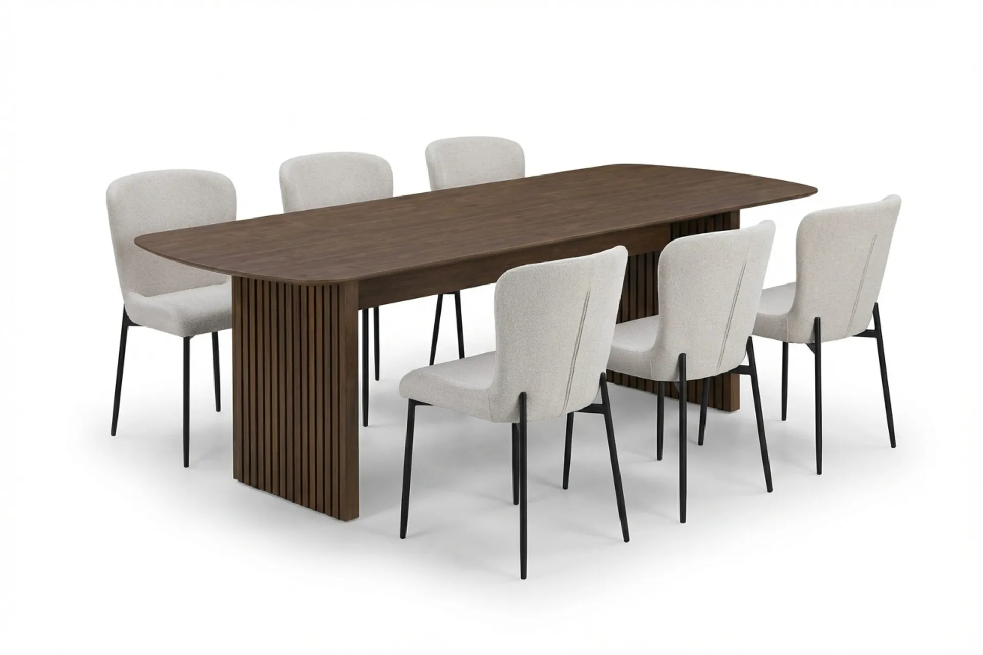 Richeto Matgrupp R&ouml;kt Ek 210 cm med 6 Elsie Matstolar - R&ouml;kt ek/Vit