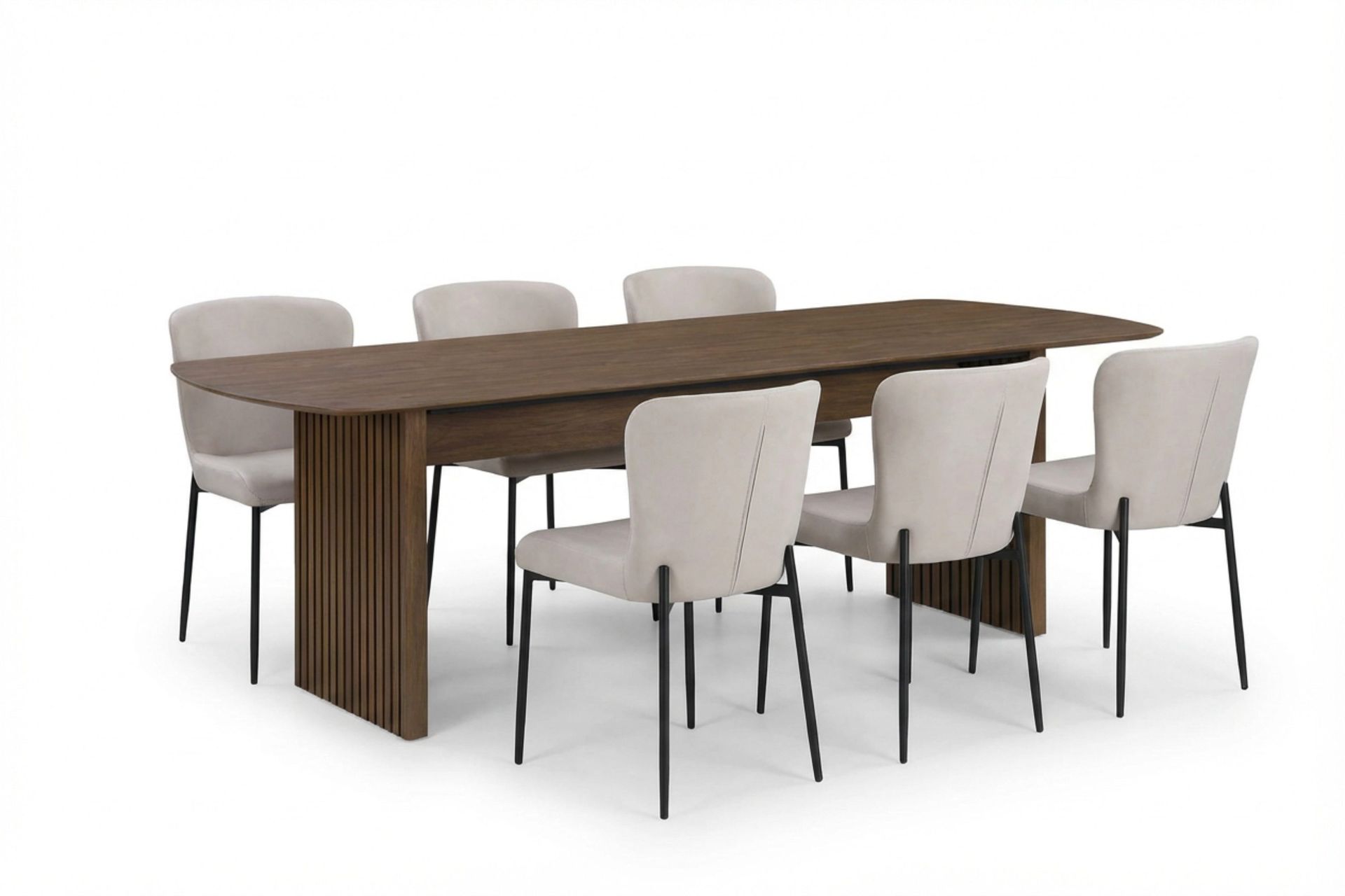 Richeto Matgrupp R&ouml;kt Ek 240 cm med 6 Elsie Matstolar - R&ouml;kt ek/Beige