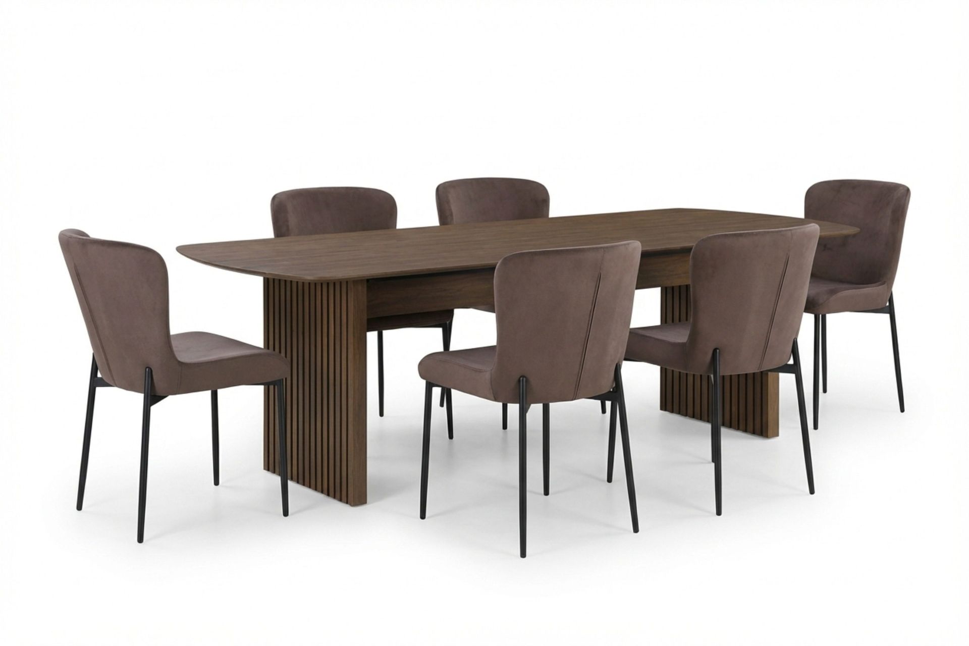 Richeto Matgrupp R&ouml;kt Ek 240 cm med 6 Elsie Matstolar - R&ouml;kt ek/Brun