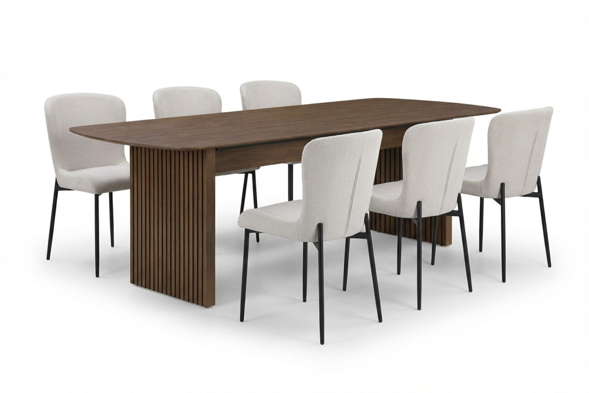 Richeto Matgrupp R&ouml;kt Ek 240 cm med 6 Elsie Matstolar - R&ouml;kt ek/Vit