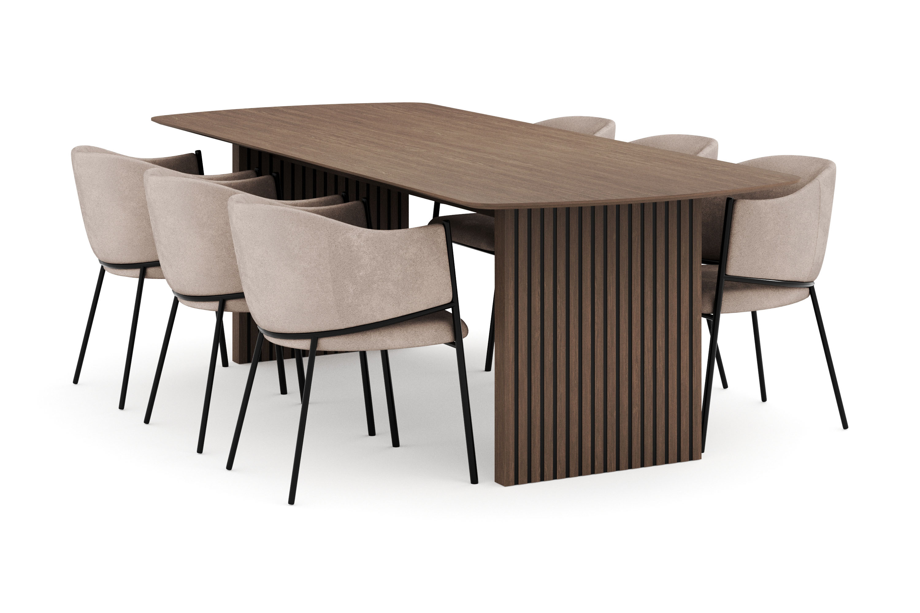 richeto matgrupp rökt ek 240 cm med 6 evelina matstolar - rökt ek