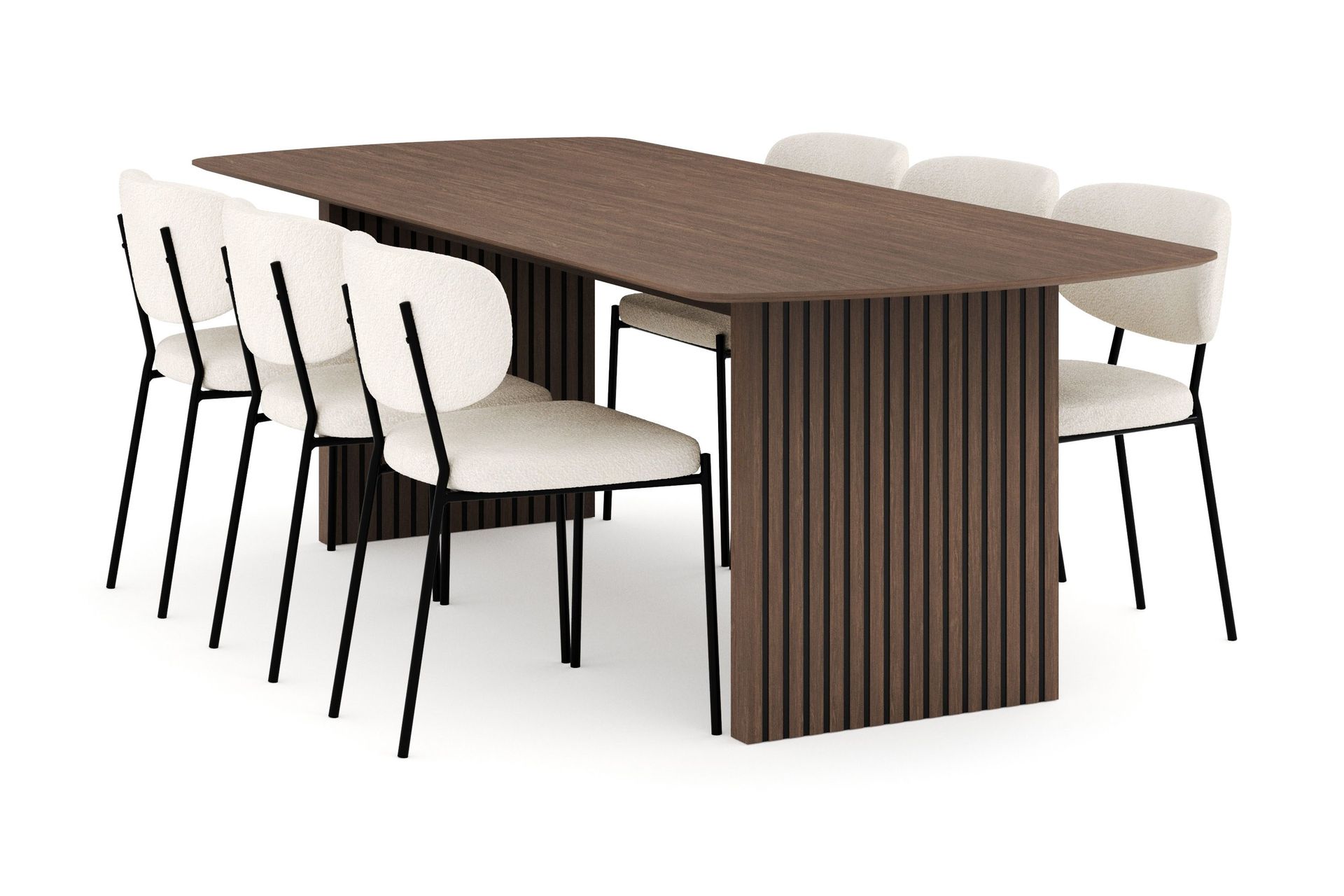 Richeto Matgrupp R&ouml;kt Ek 240 cm med 6 Gemmiano Matstolar - R&ouml;kt ek