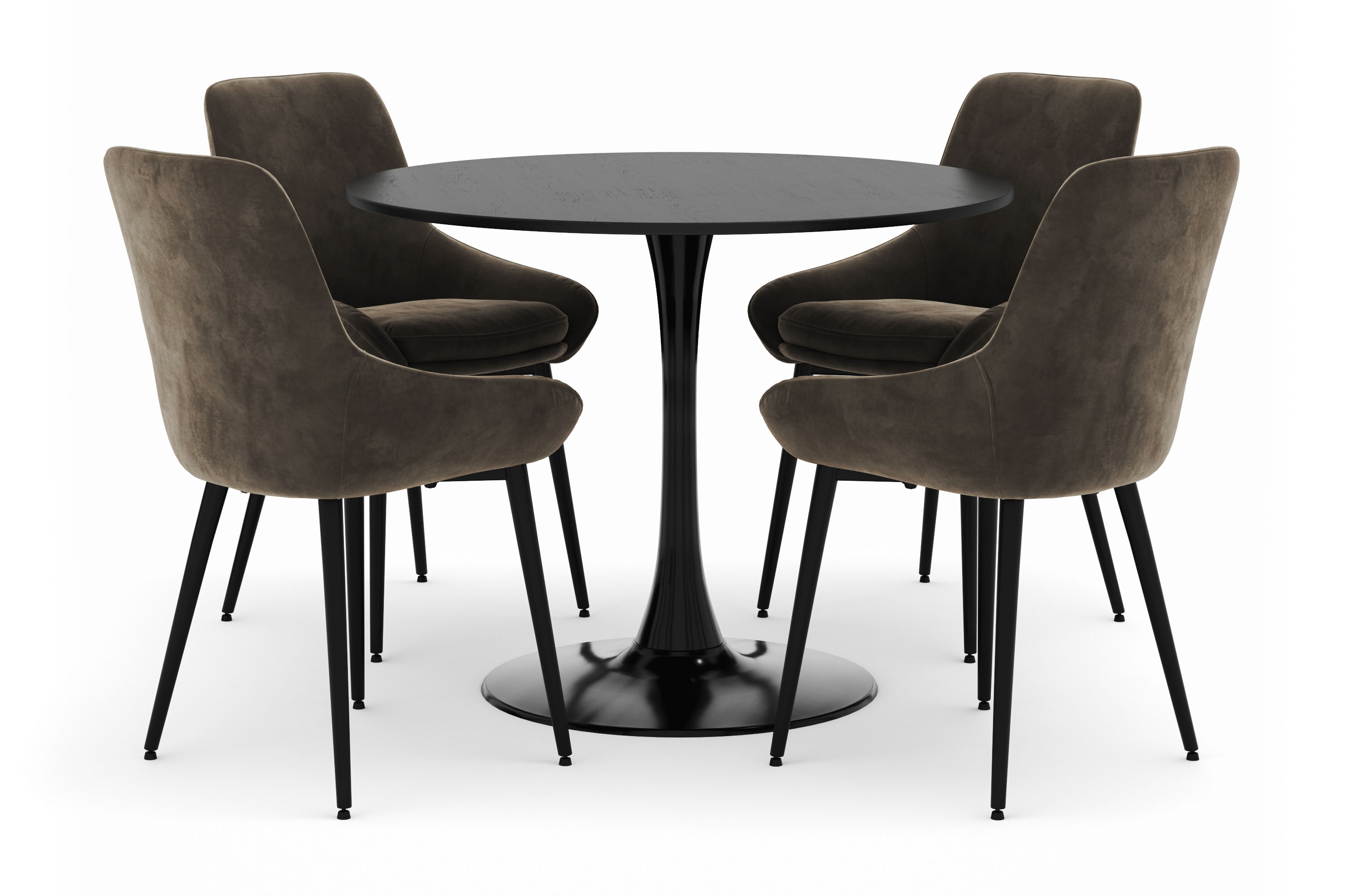 ringstad rund matgrupp 100cm med 4 alsarp matstolar - svart