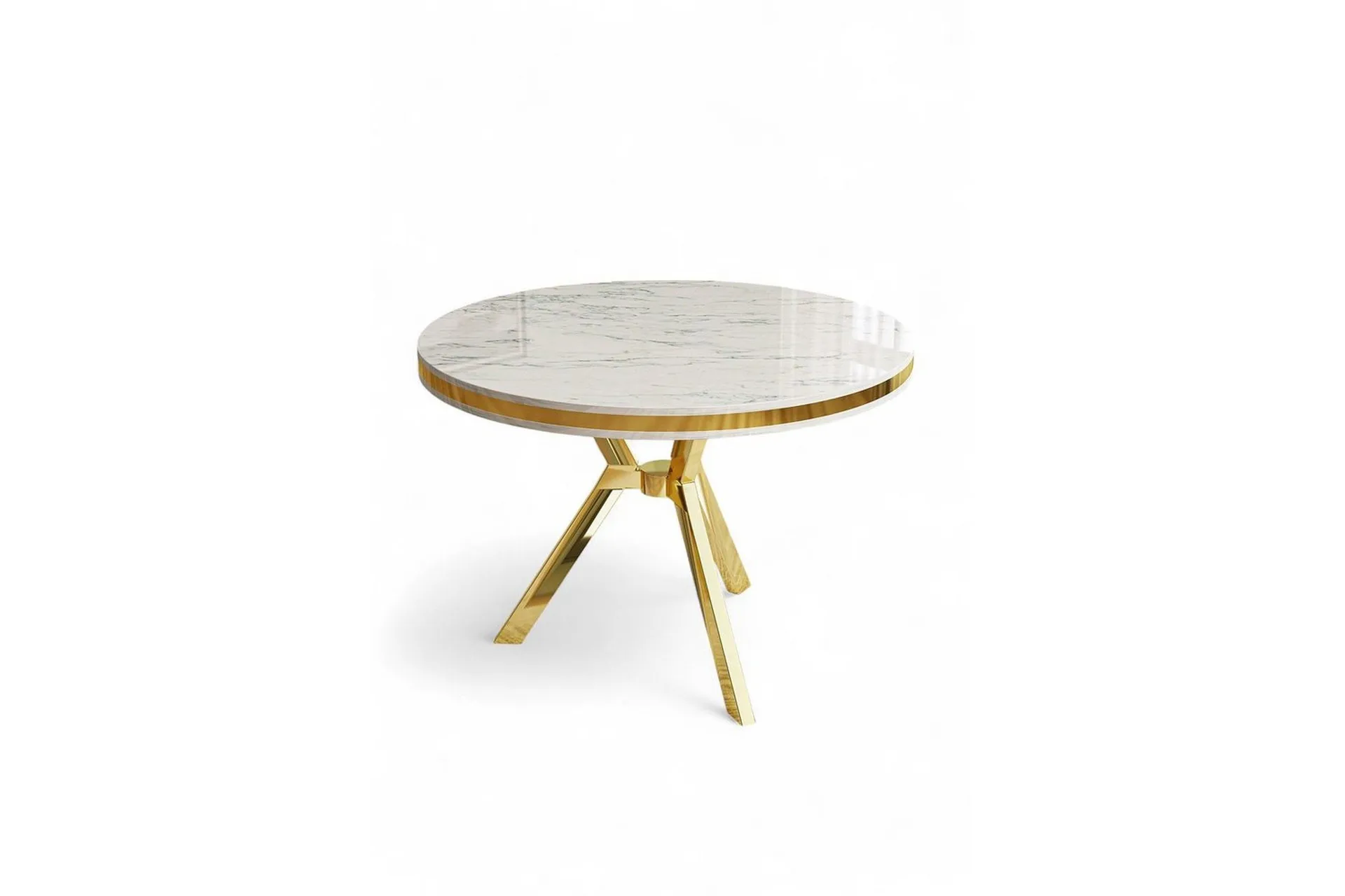 rivor matbord 90 cm rund - vit marmor/guld