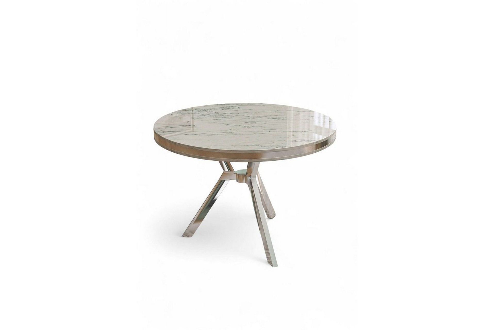 Rivor Matbord 90 cm Rund - Vit Marmor/Krom