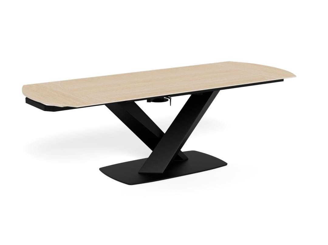 Salvas Förlängningsbart Matbord 160-240 cm Oval - Sandfärgad Topp; Svart Bas