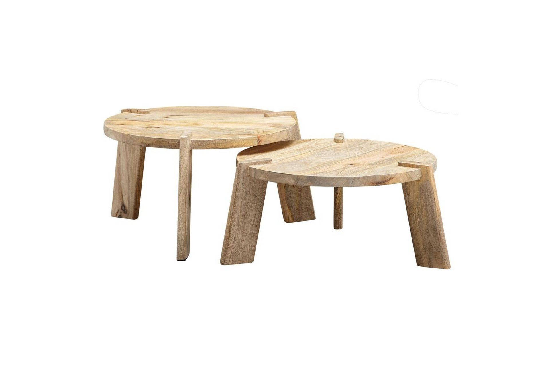 satsbord wohnling set med 2 runda i massivt trä med massiva ben lantstil -