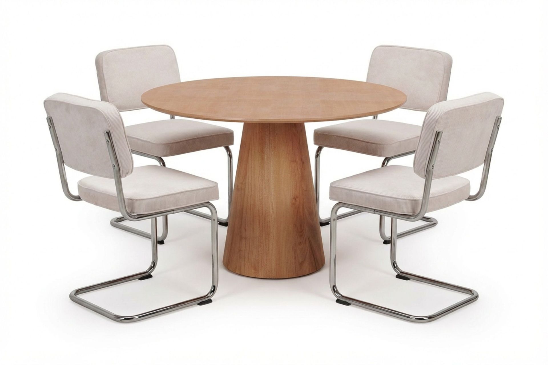 Siena Matgrupp runt 110 cm Ek med 4 Milva Matstolar - Ek