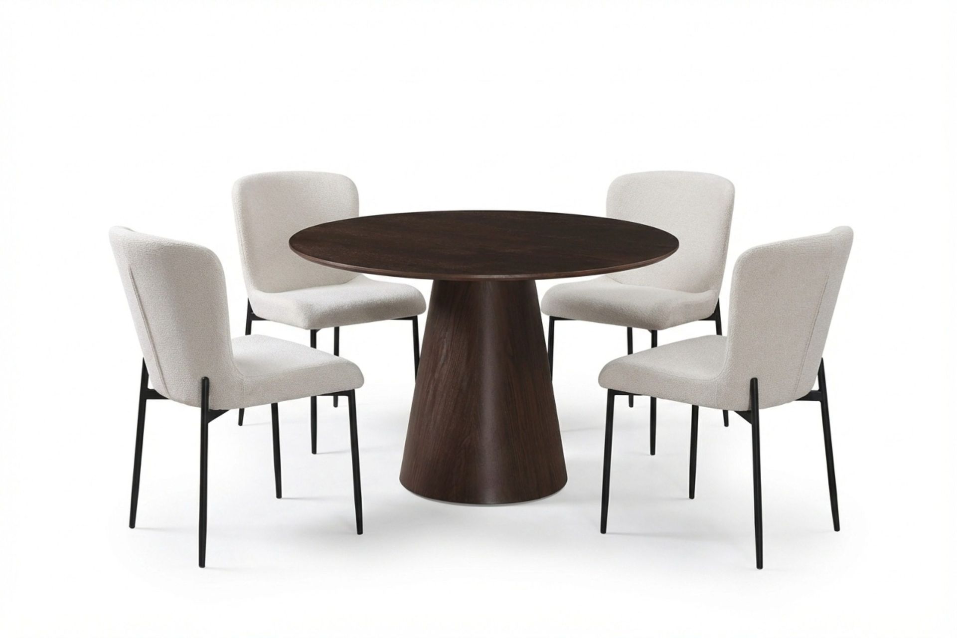 Siena Matgrupp runt 110 cm R&ouml;kt Ek med 4 Elsie Matstolar - R&ouml;kt ek/Vit