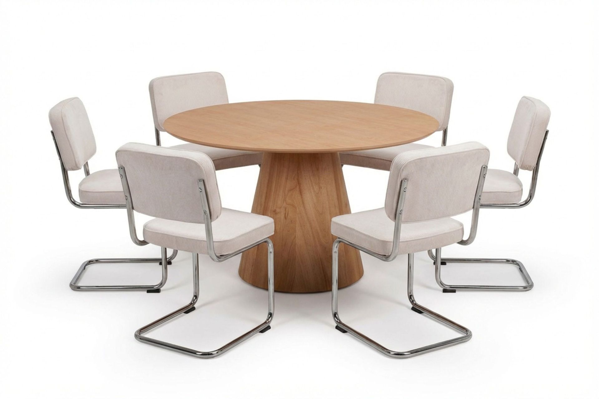 Siena Matgrupp runt 130 cm Ek med 6 Milva Matstolar - Ek