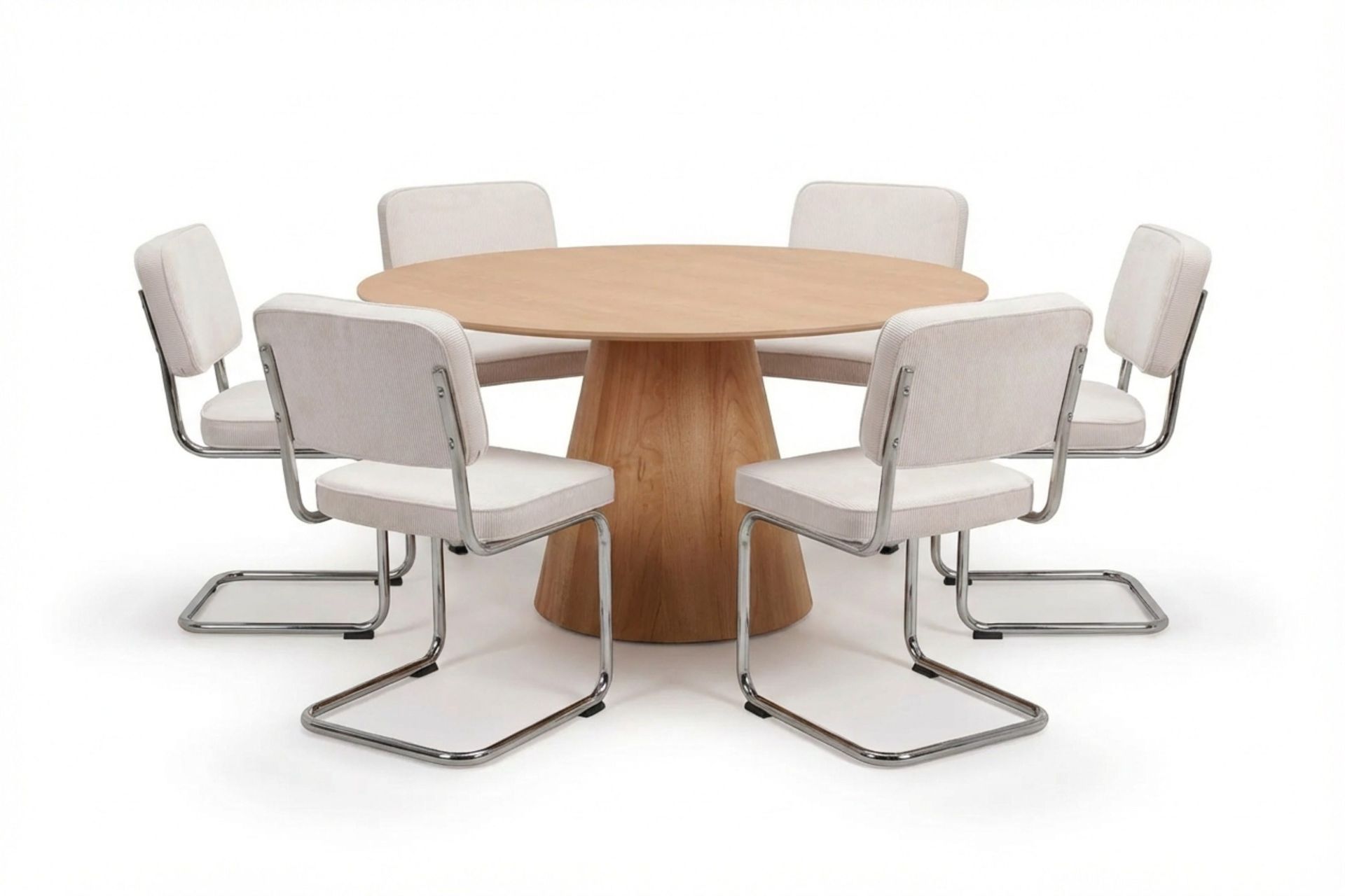 Siena Matgrupp runt 150 cm Ek med 6 Milva Matstolar - Ek