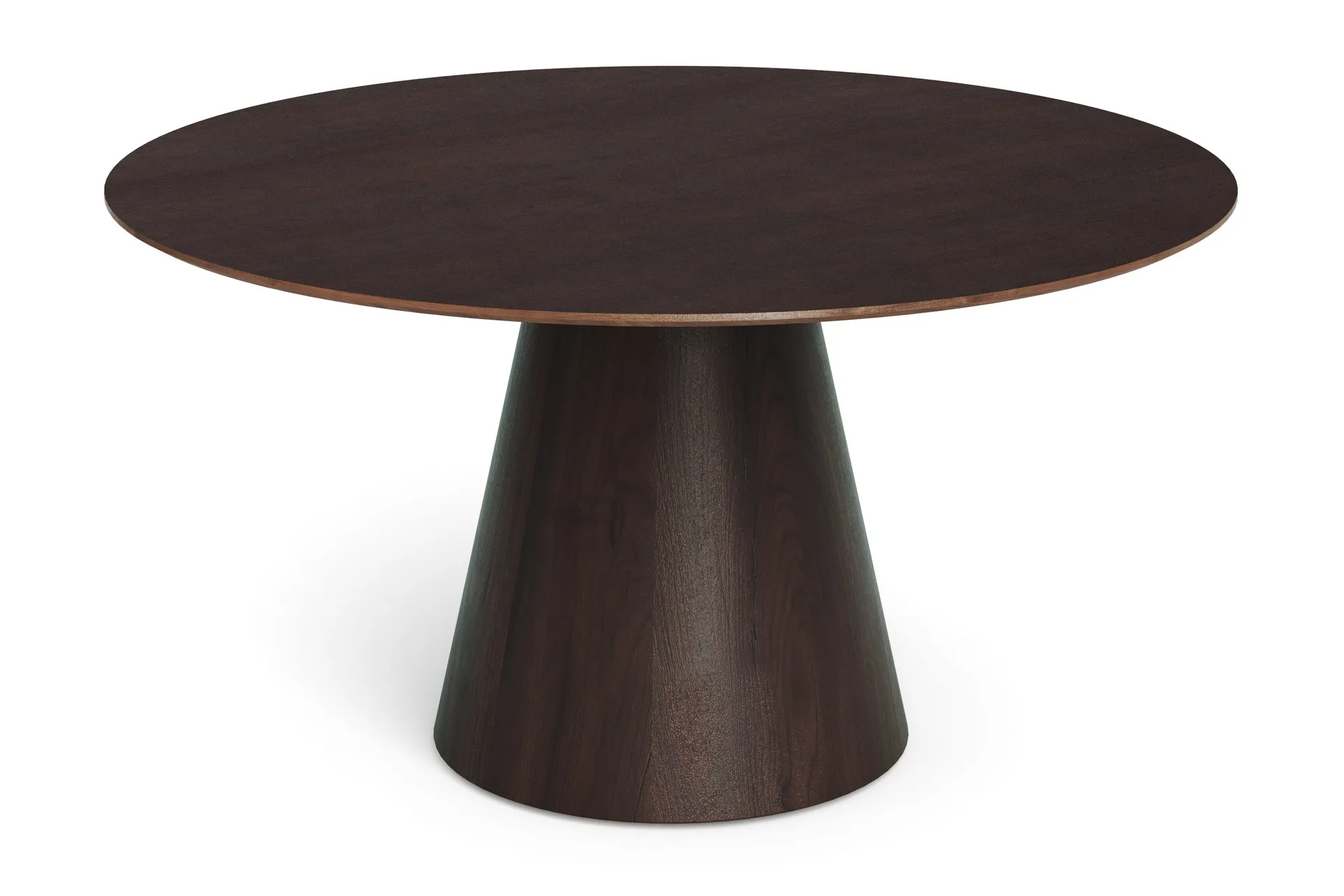 Siena Stort Matbord Runt 150cm Fan&eacute;r - M&ouml;rkbrun R&ouml;kt ek