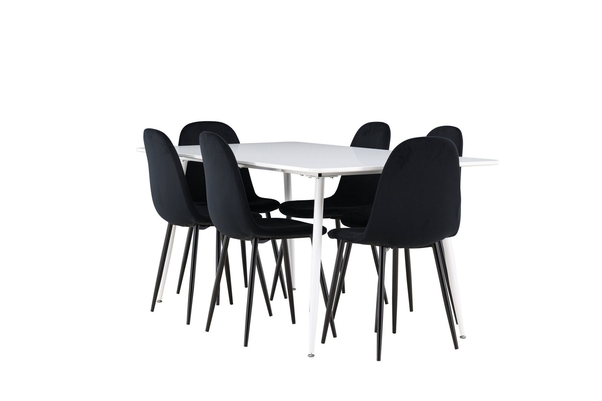 silar matgrupp 180 cm rektangulär med 6 polar stolar - vit/svart