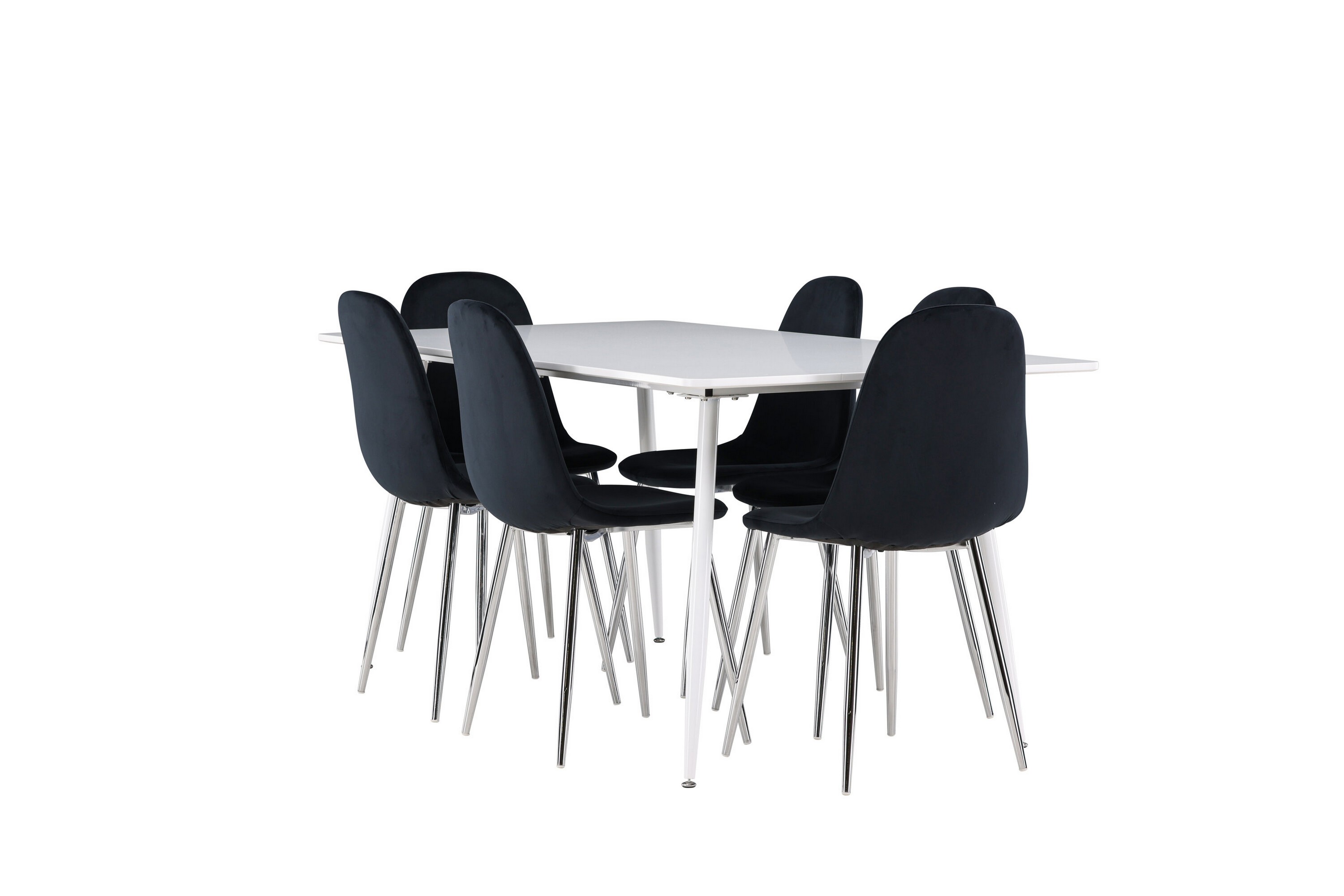 silar matgrupp 180 cm rektangulär med 6 polar stolar - vit/svart