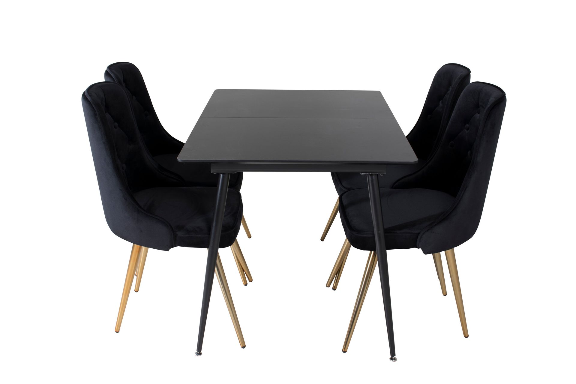 Silar Matgrupp F&ouml;rl&auml;ngningsbar 120 cm Rektangul&auml;r med 4 Velvet Deluxe stolar - Svart