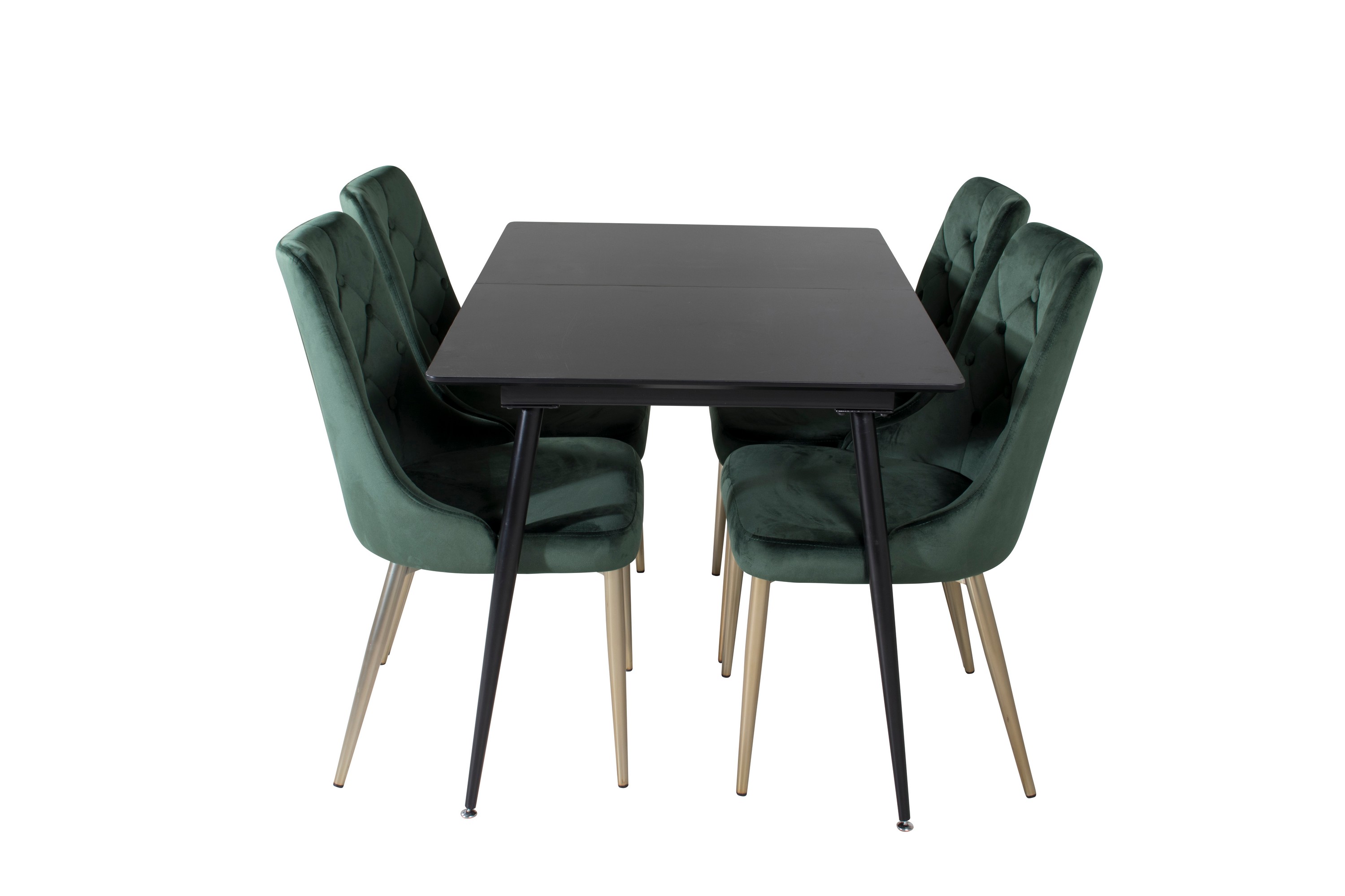 Silar Matgrupp Förlängningsbar 120 cm Rektangulär med 4 Velvet Deluxe stolar Svart/Guld