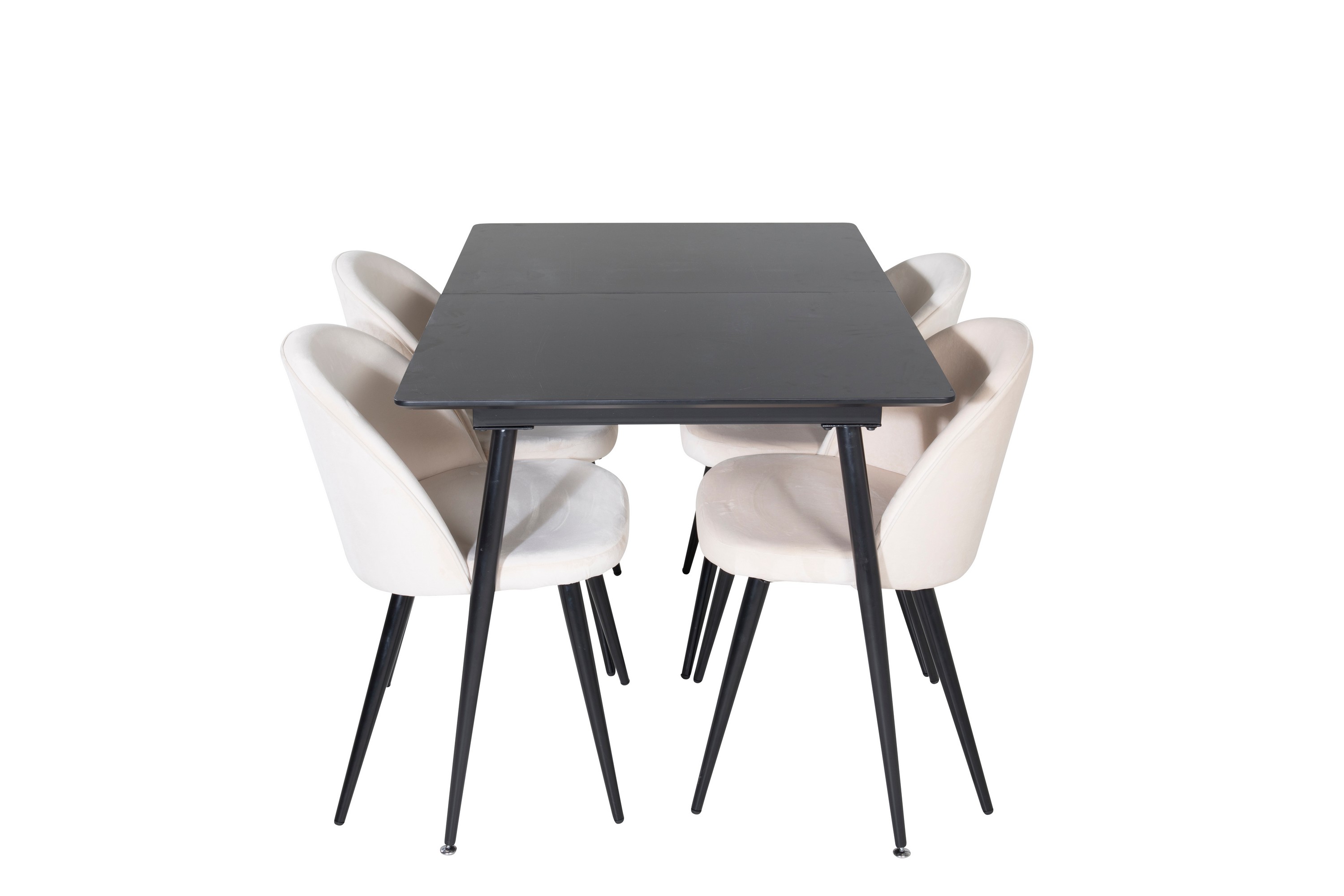 Silar Matgrupp Förlängningsbar 120 cm Rektangulär med 4 Velvet stolar Beige