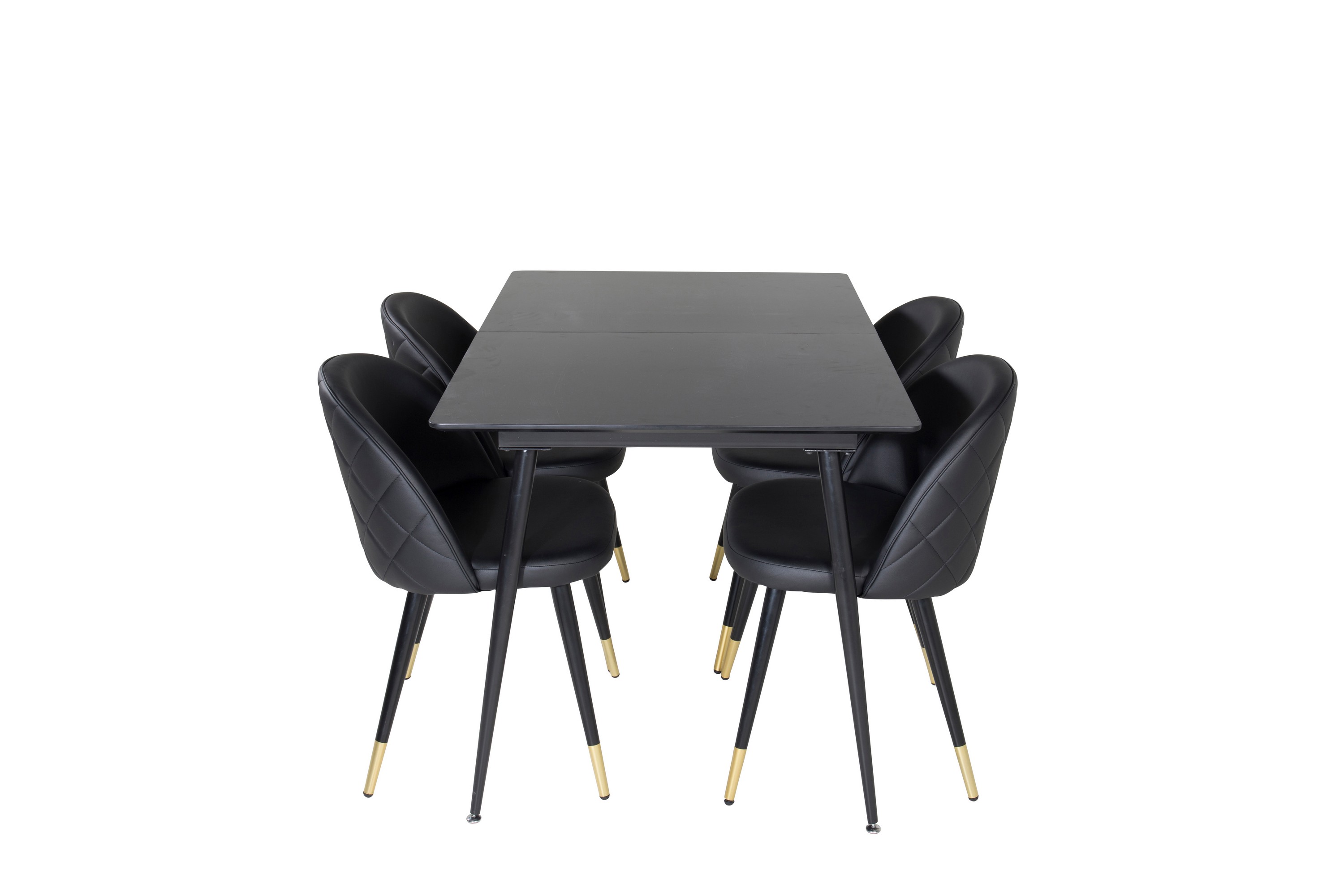 Silar Matgrupp Förlängningsbar 120 cm Rektangulär med 4 Velvet stolar Svart