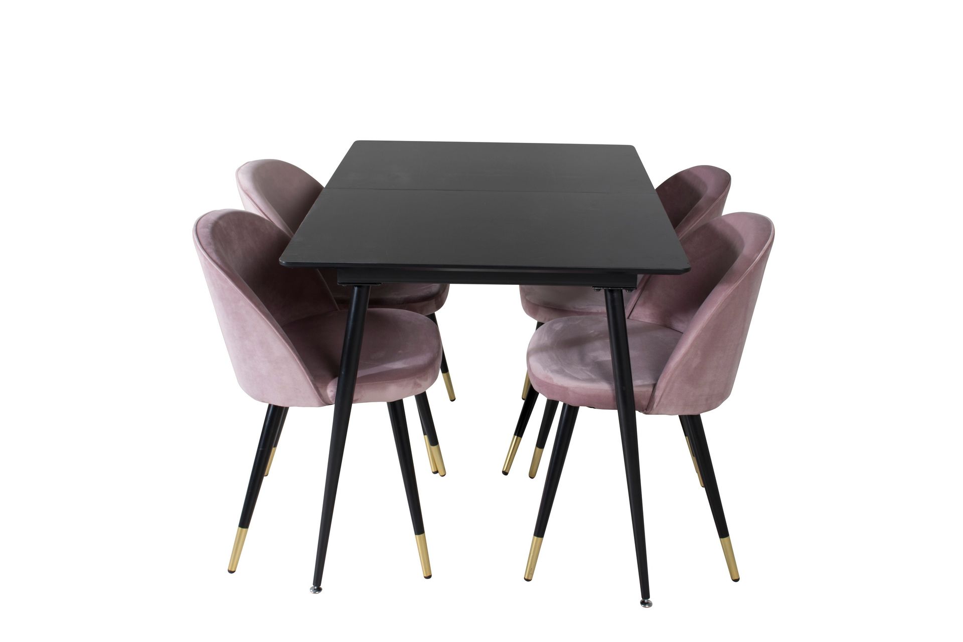Silar Matgrupp F&ouml;rl&auml;ngningsbar 120 cm Rektangul&auml;r med 4 Velvet stolar - Svart