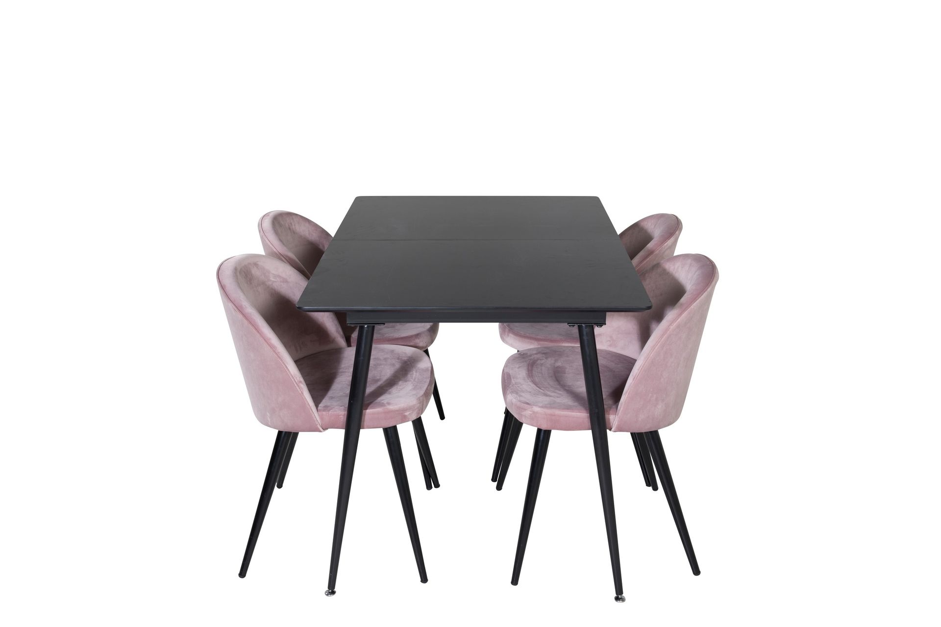 Silar Matgrupp Förlängningsbar 120 cm Rektangulär med 4 Velvet stolar - Svart