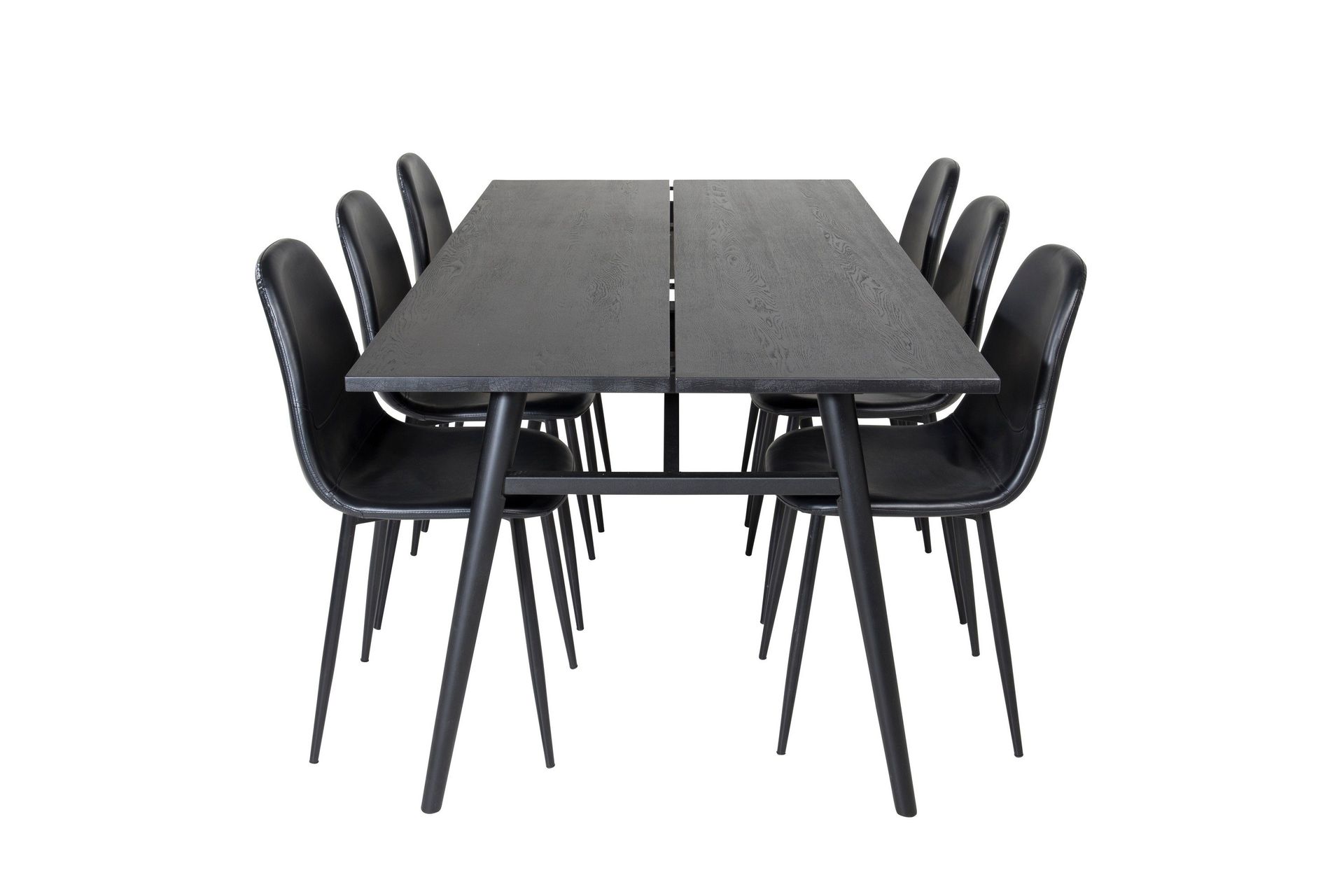 Sleek Matgrupp F&ouml;rl&auml;ngningsbar 195 cm Rektangul&auml;r med 6 Polar stolar - Svart